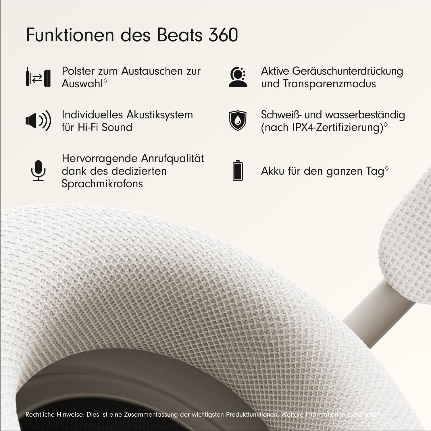 Beats 360 Over-Ear Kopfhörer ANC Wolke Strick-Polster