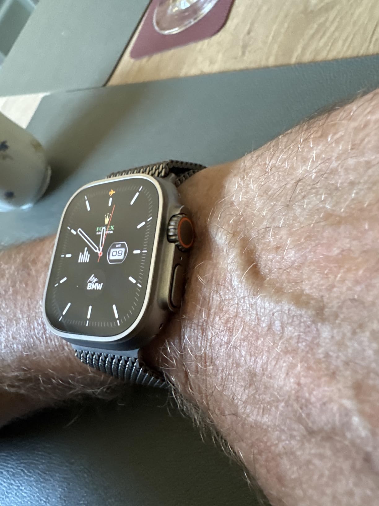 Apple Watch Milanaise Armband 49mm Natur Large Edelstahl