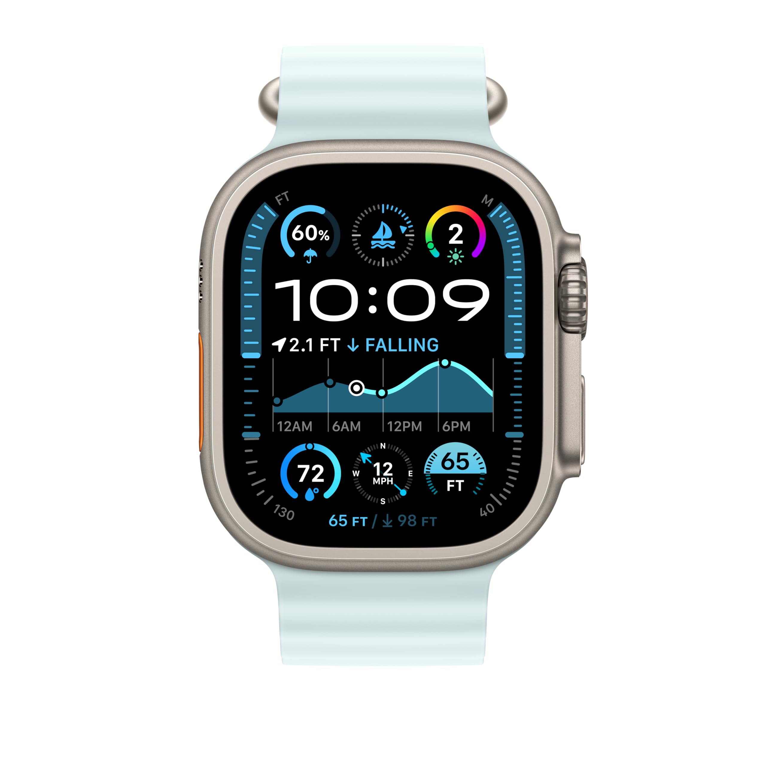 Apple Watch Ocean Band 49 mm Armband Kristallblau Elastomer