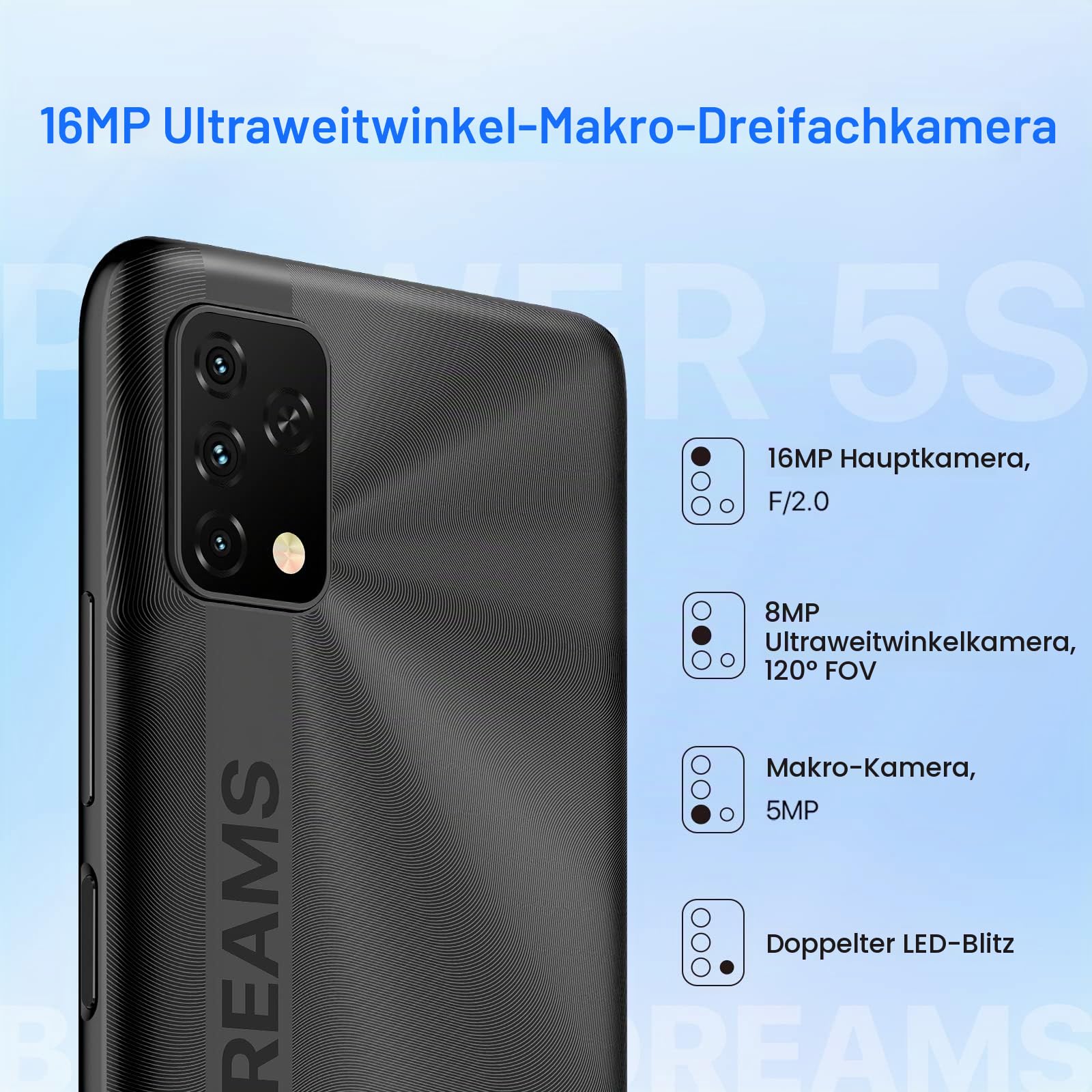 Umidigi Power 5S Smartphone 4GB+32GB Schwarz 6150mAh