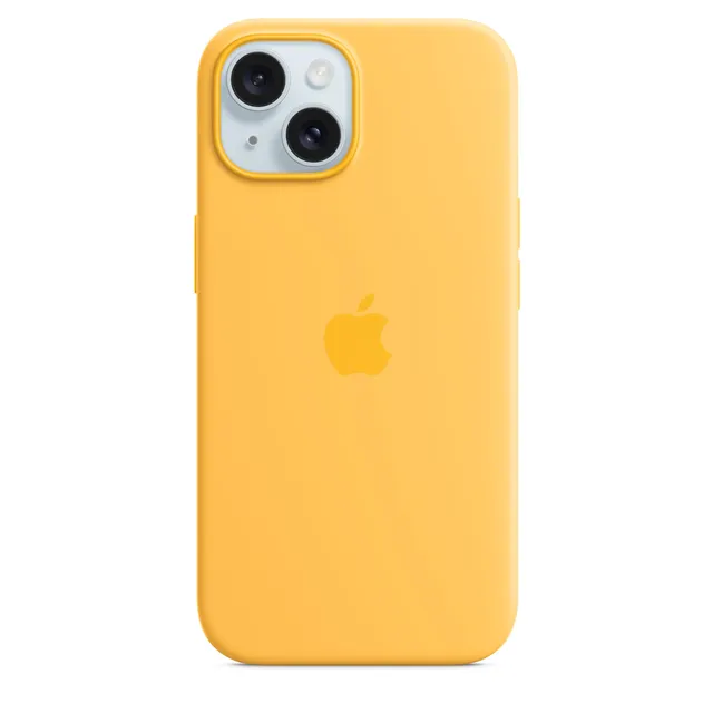 Apple iPhone 15 Silikon Case mit MagSafe Hülle Warmgelb