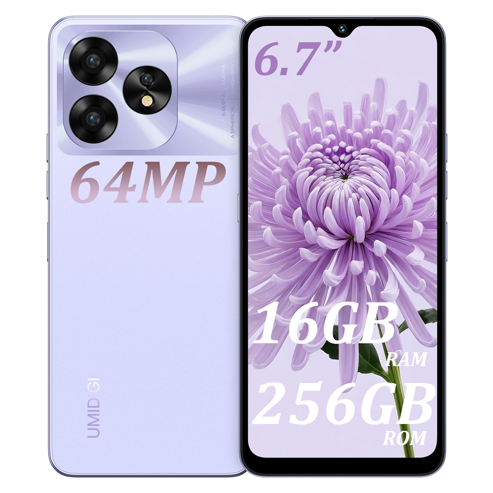 UMIDIGI A15 Smartphone 256GB 6,7 Zoll 64MP Purple