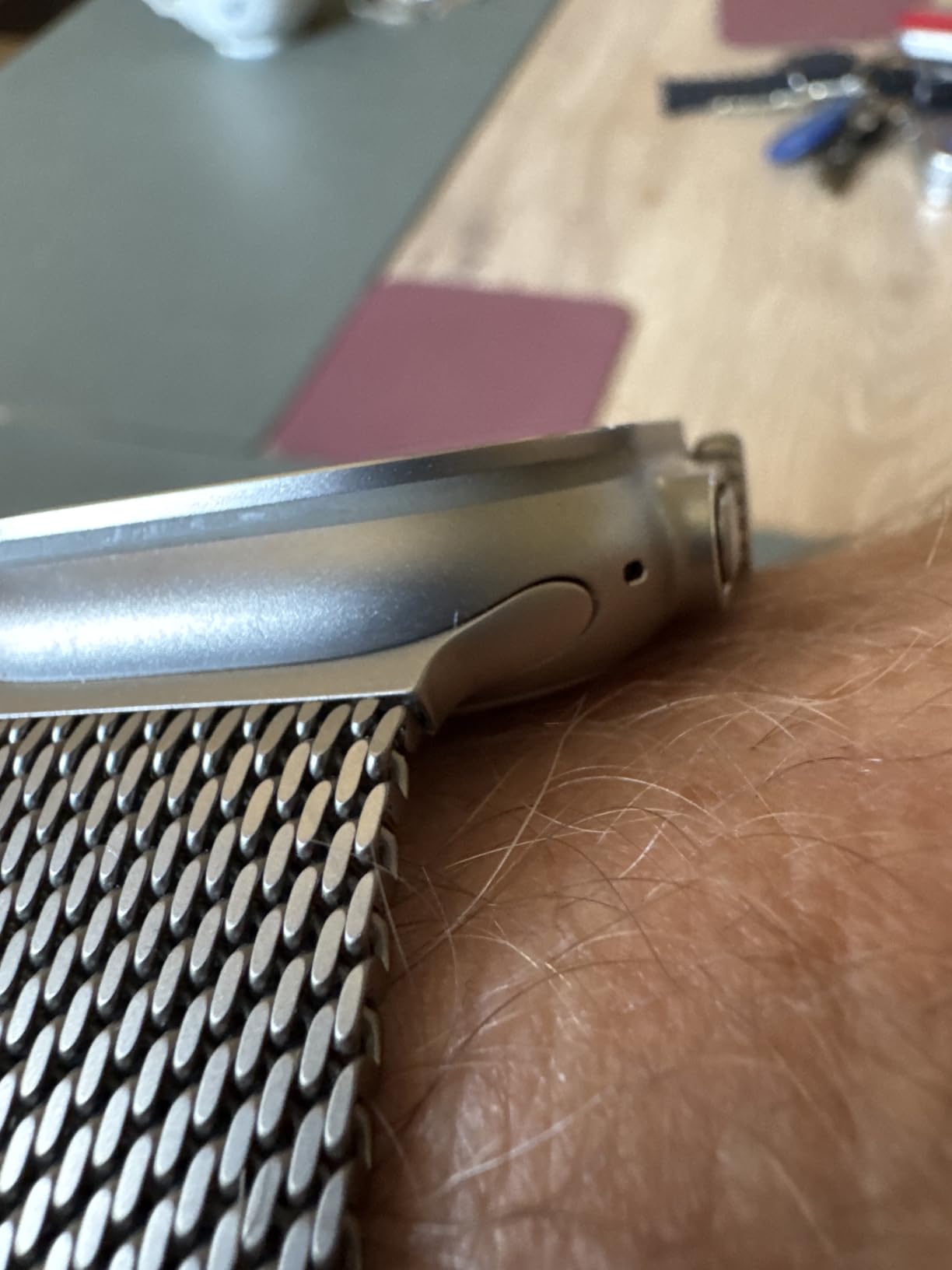 Apple Watch Milanaise Armband 49mm Natur Large Edelstahl