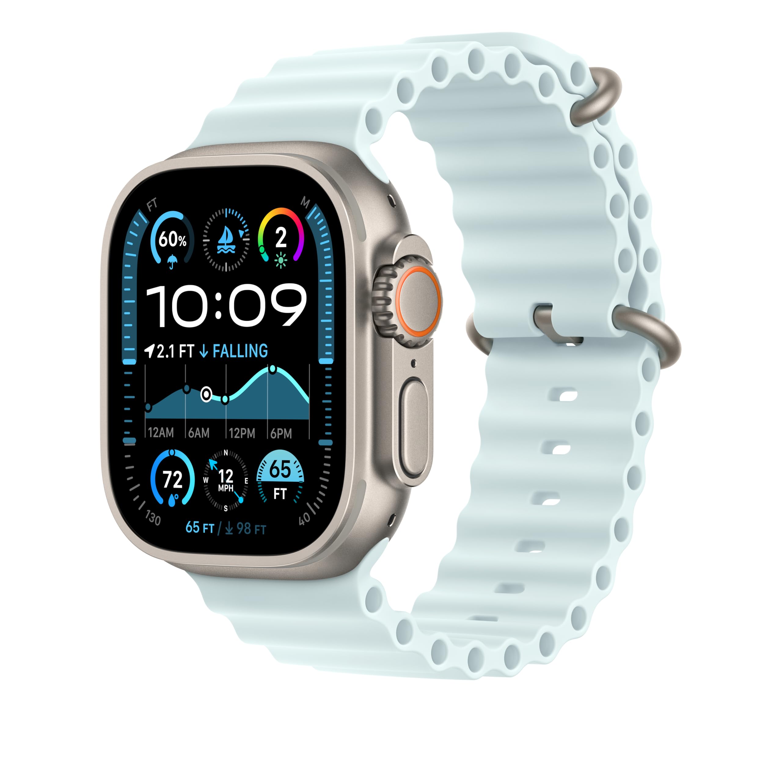 Apple Watch Ocean Band 49 mm Armband Kristallblau Elastomer