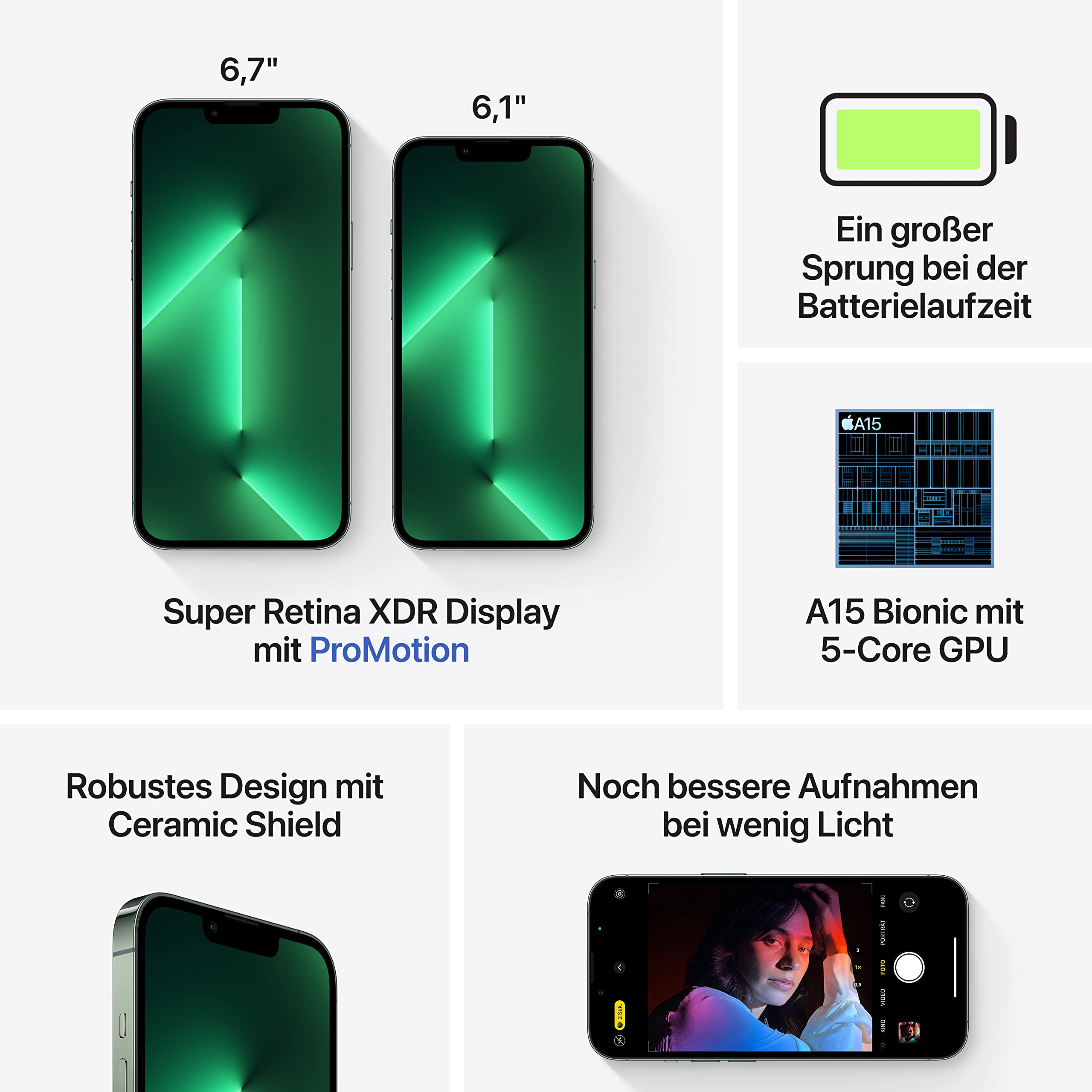 Apple iPhone 13 Pro 256 GB Smartphone Alpingrün 5G