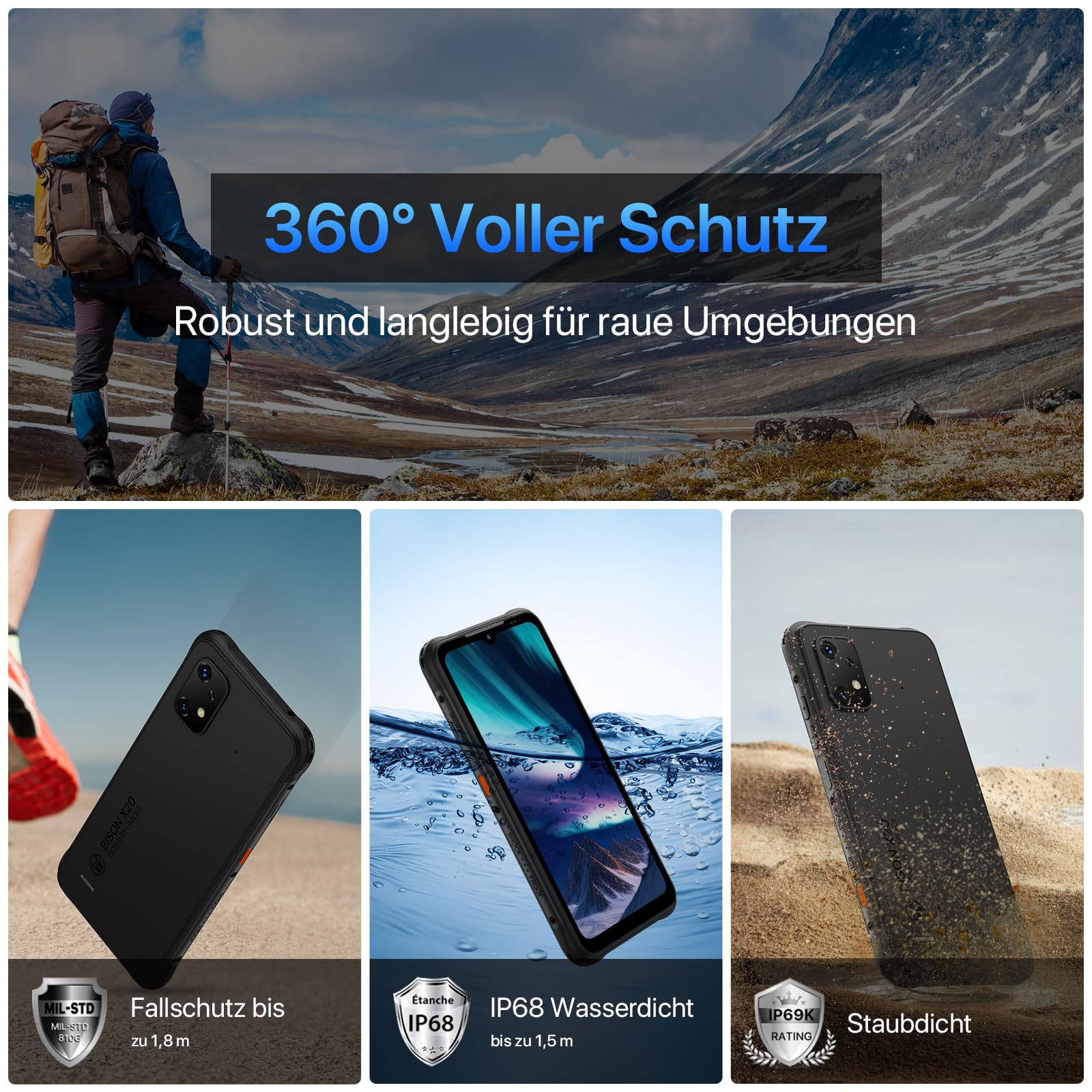 UMIDIGI BISON X20 Smartphone 128GB Outdoor-Handy IP68