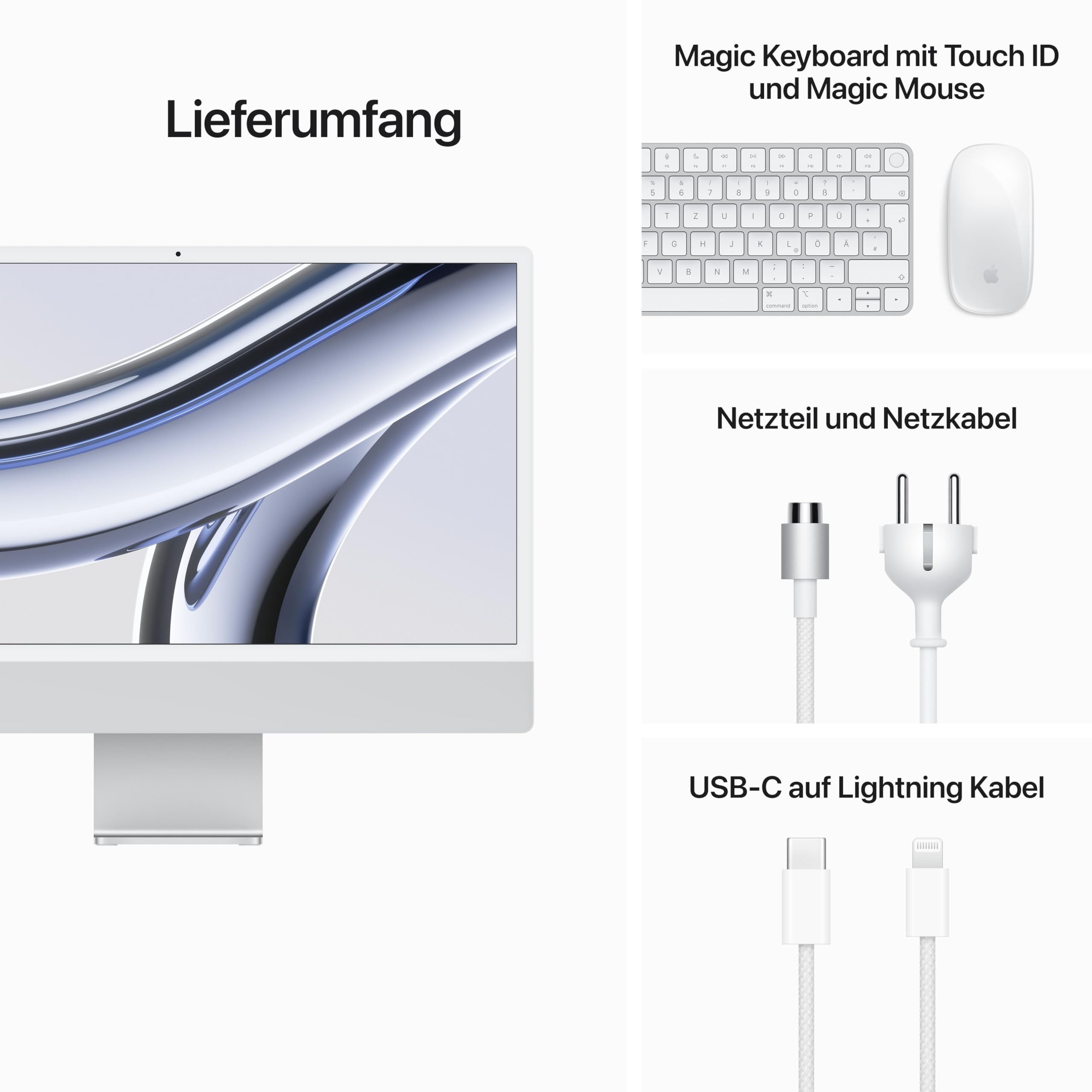 Apple iMac 2023 M3 24 Zoll 4.5K 8GB/512GB Silber