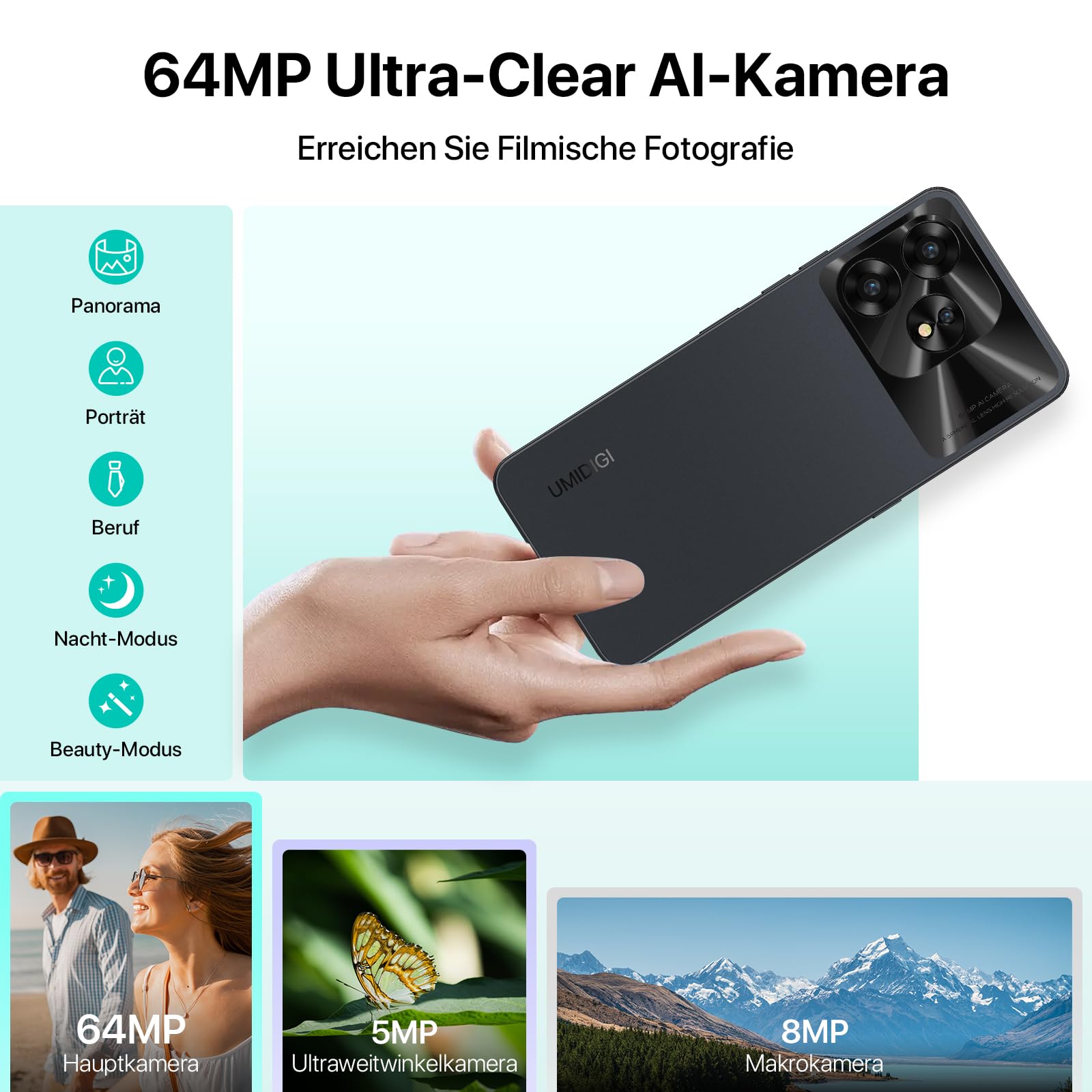 UMIDIGI A15 Smartphone 256GB Schwarz 16GB RAM