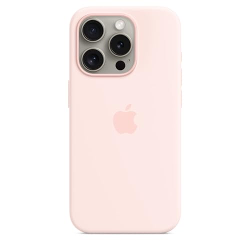 Apple iPhone 15 Pro Silikon Case Hellrosa mit MagSafe