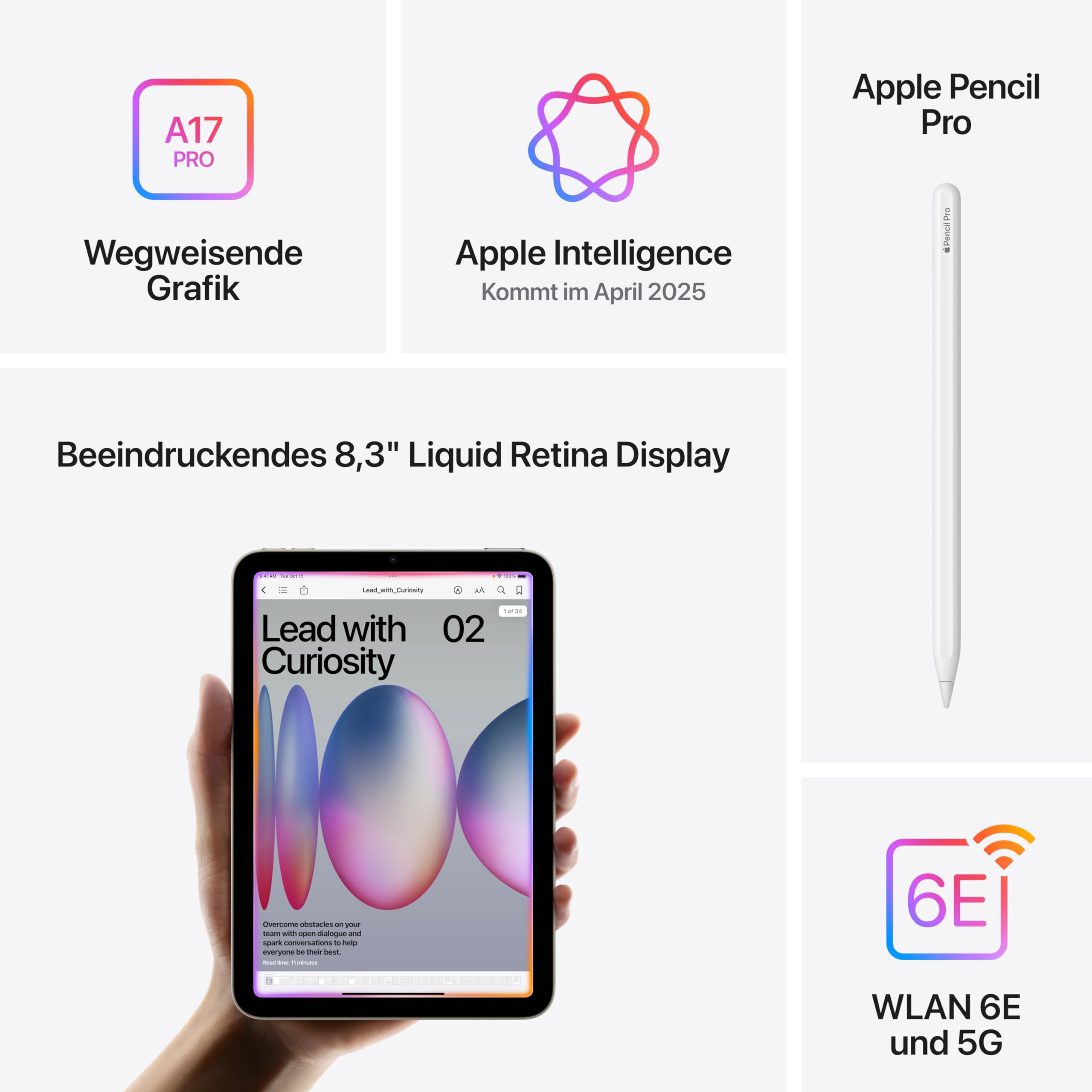 Apple iPad mini A17 Pro Tablet 512GB Blau WLAN+5G