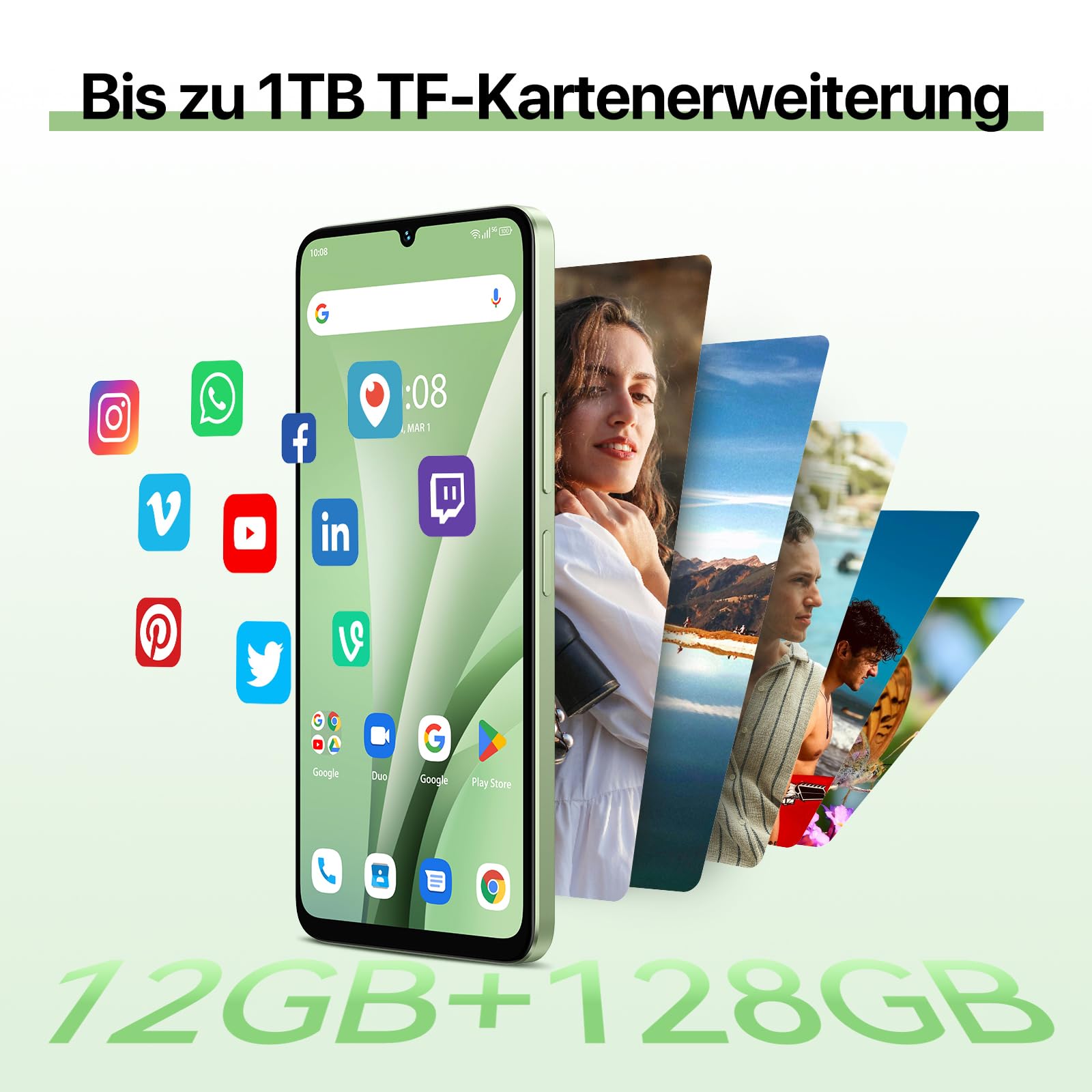 Umidigi G9C Smartphone 128GB Grün 50MP NFC