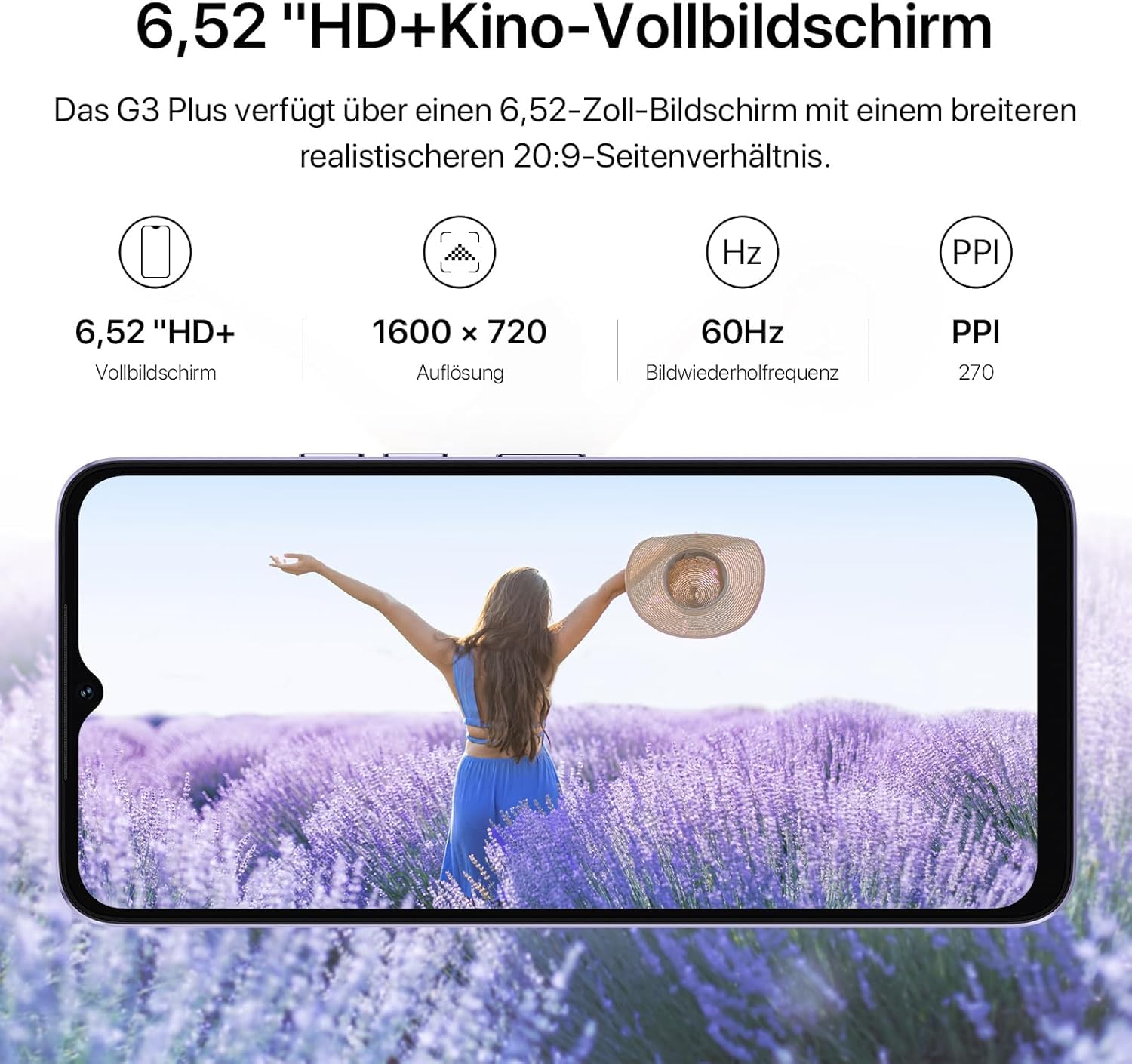 UMIDIGI G3 Plus Smartphone 128GB Lila 6,52 Zoll