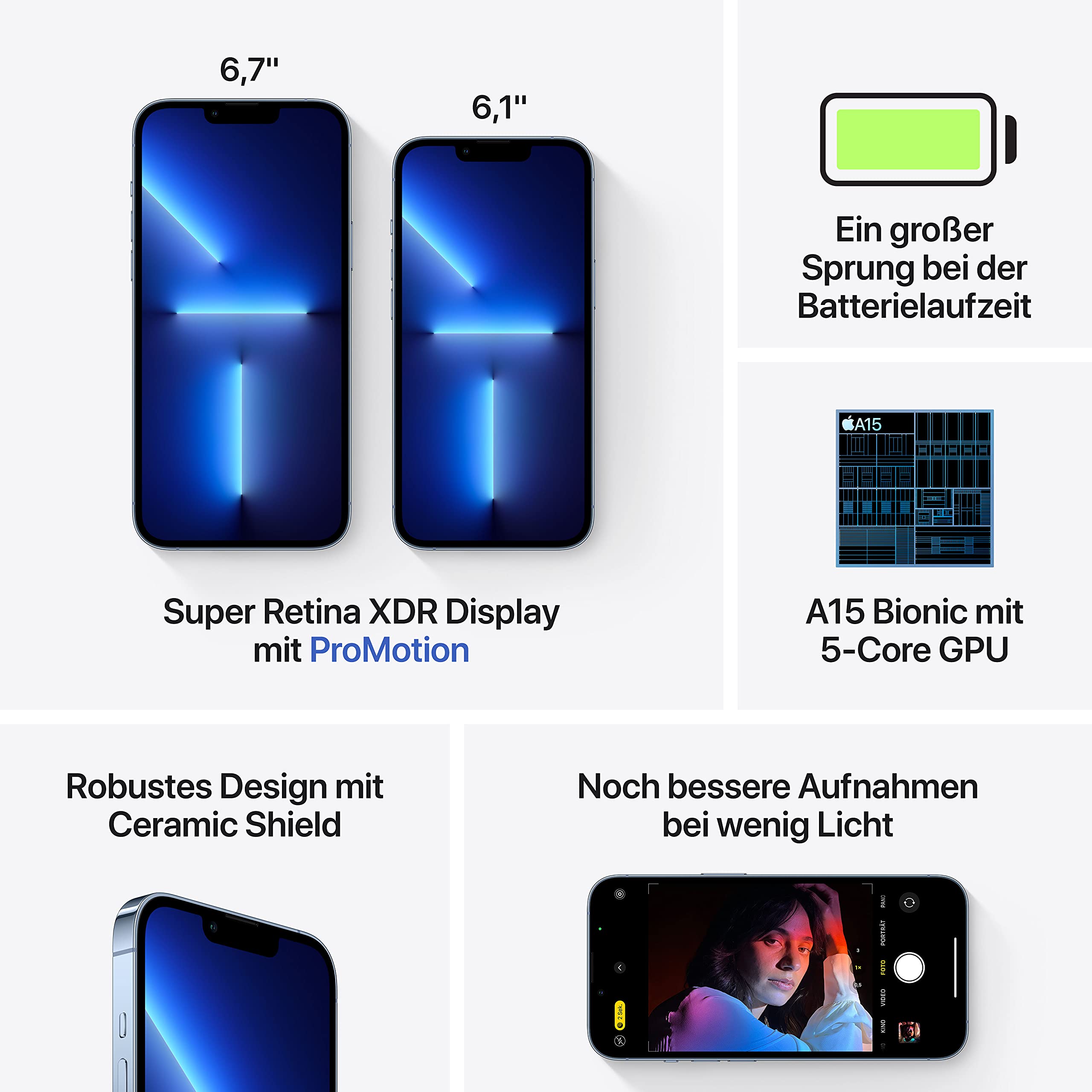 Apple iPhone 13 Pro Max Smartphone 128 GB Sierrablau 5G