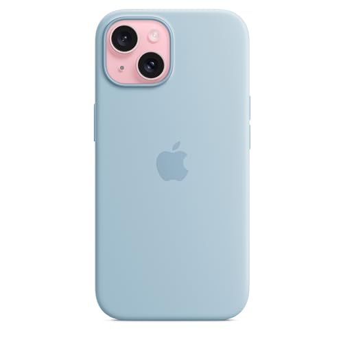 Apple iPhone 15 Silikon Case mit MagSafe Hülle Hellblau