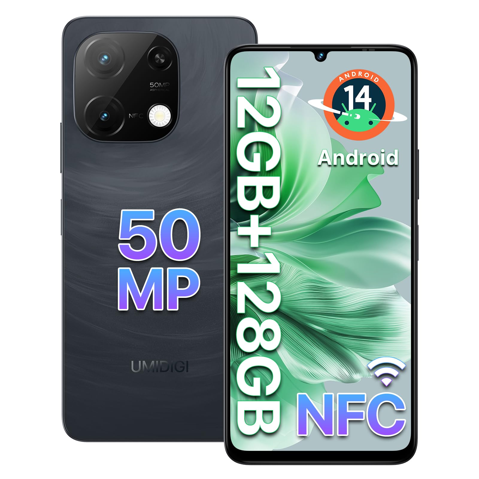 Umidigi G9C Smartphone 128GB Schwarz 50MP Android 14