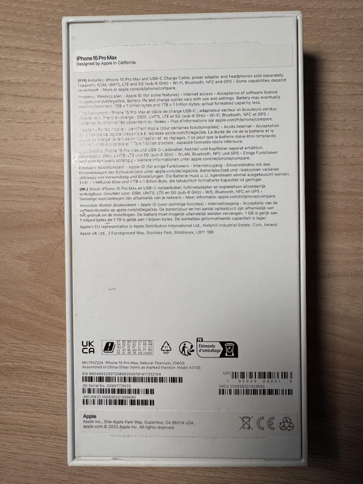 Apple iPhone 15 Pro Max Smartphone 512 GB Titan Weiß
