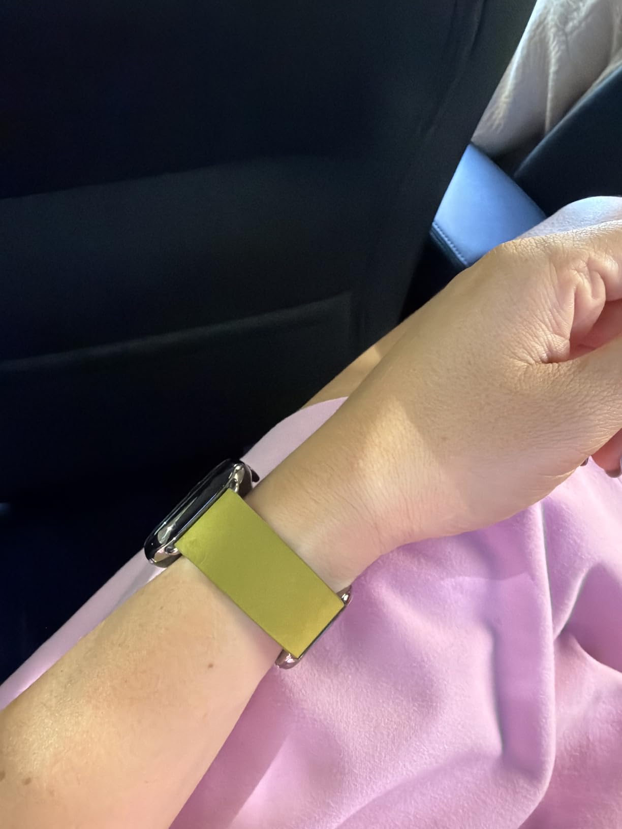Apple Watch Armband Modern 42mm Leder Chartreuse Small