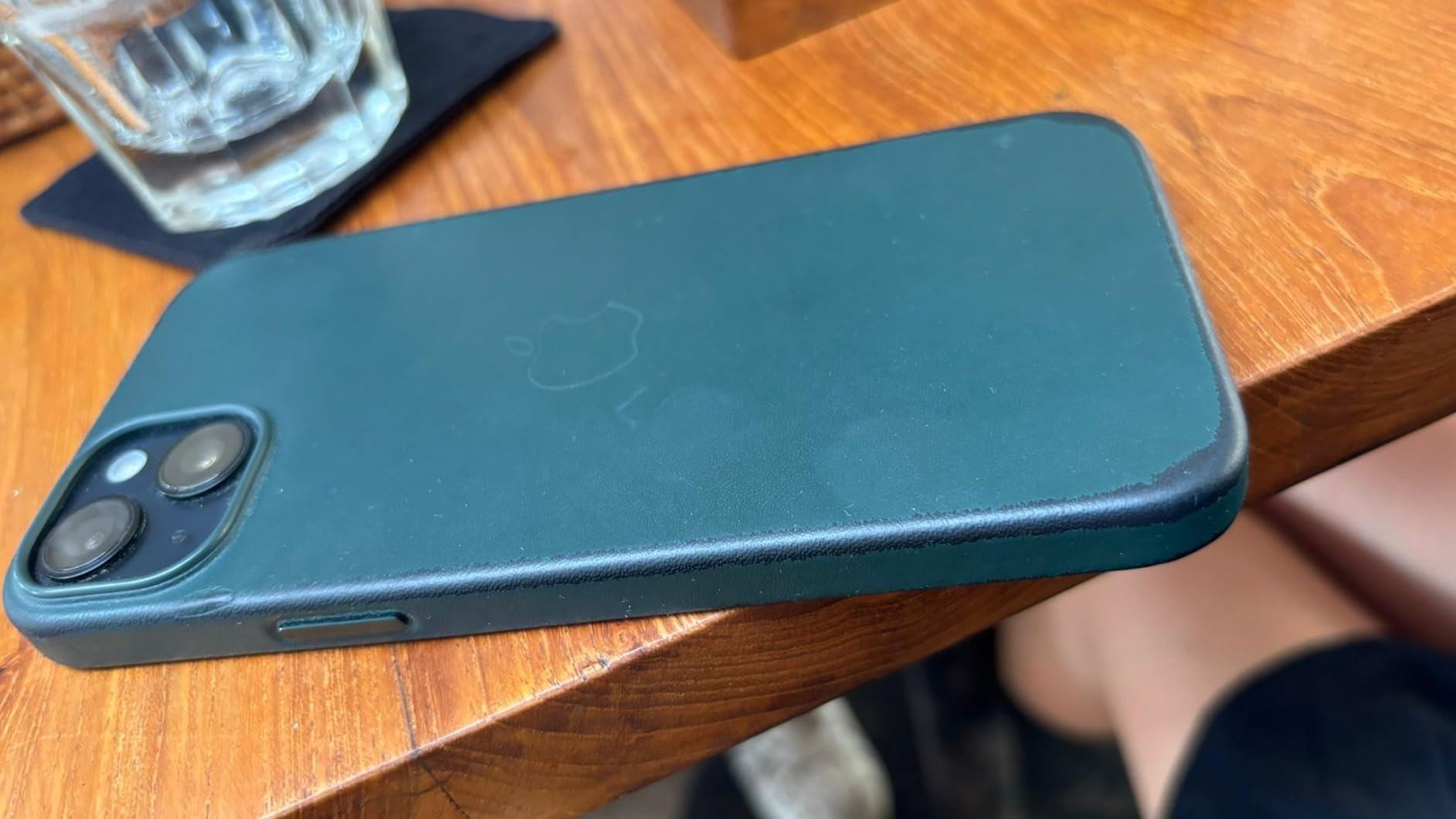 Apple iPhone 14 Plus Leder Case Handyhülle Waldgrün MagSafe