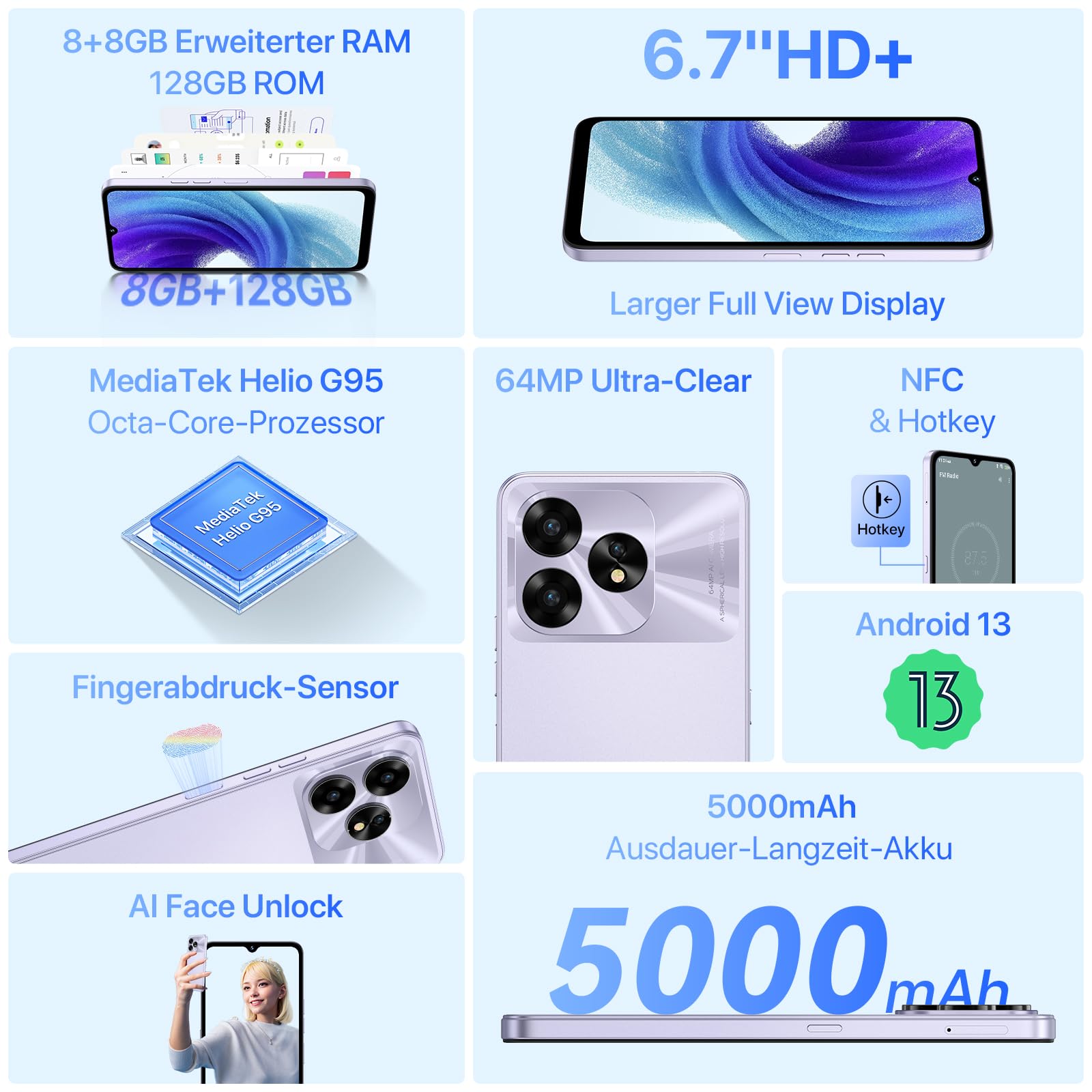 UMIDIGI A15T Smartphone 128GB 6,7" NFC Dual-SIM
