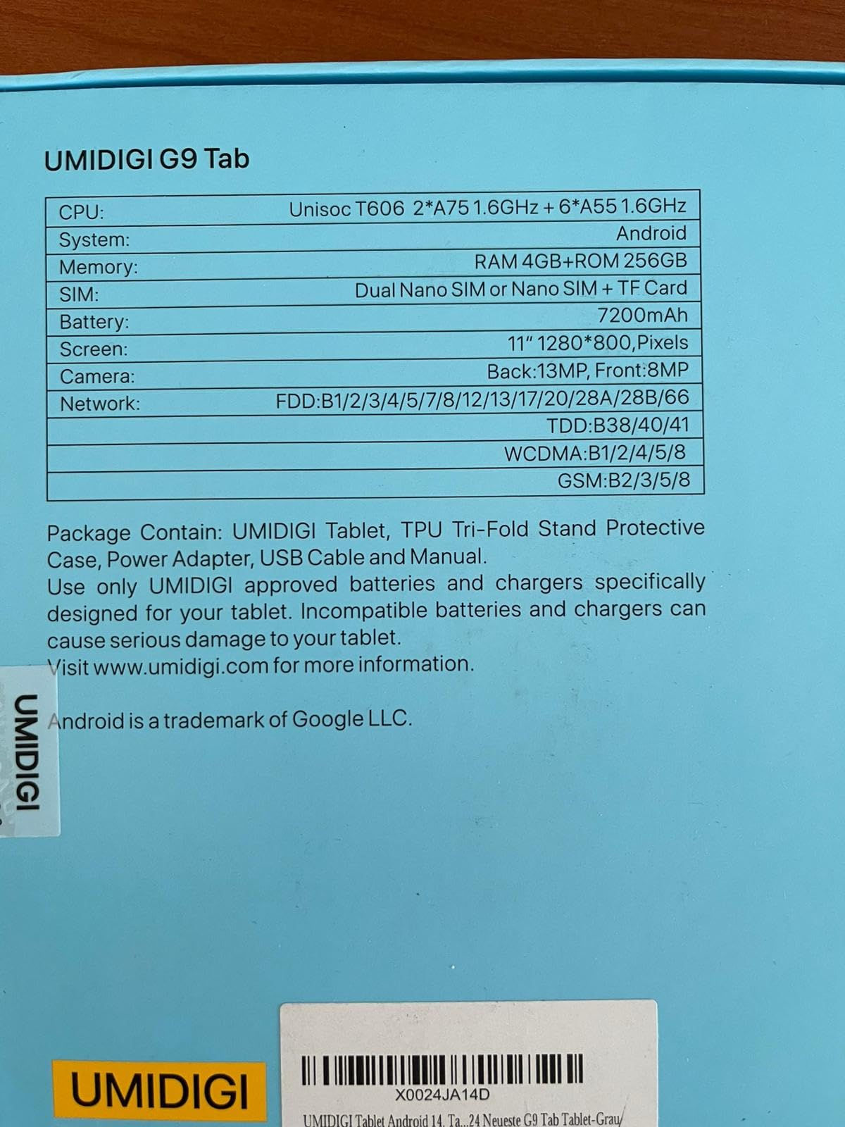 UMIDIGI G9 Tab Tablet 11 Zoll Grau 256GB mit Stift