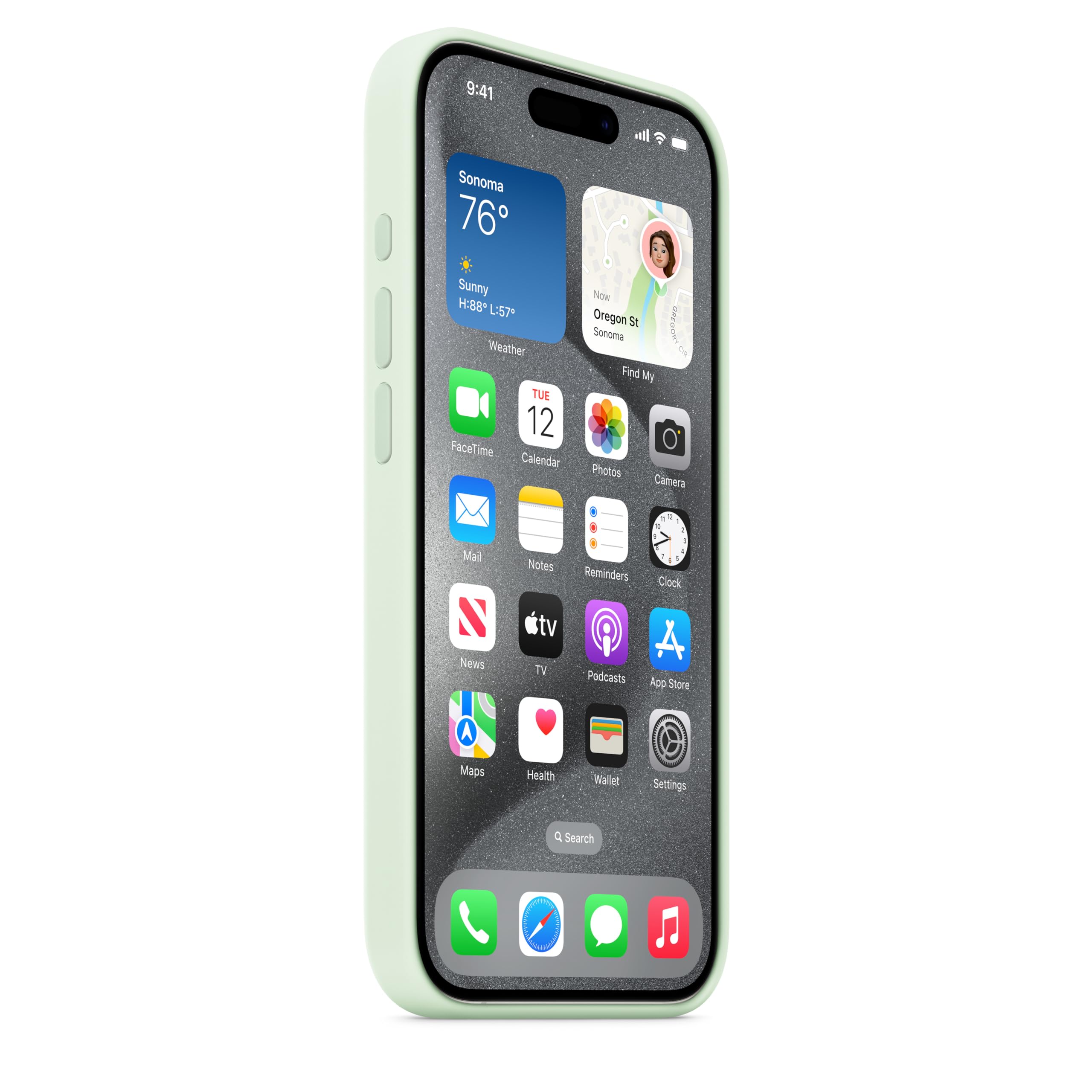 Apple iPhone 15 Pro Silikon Case MagSafe Blassmint