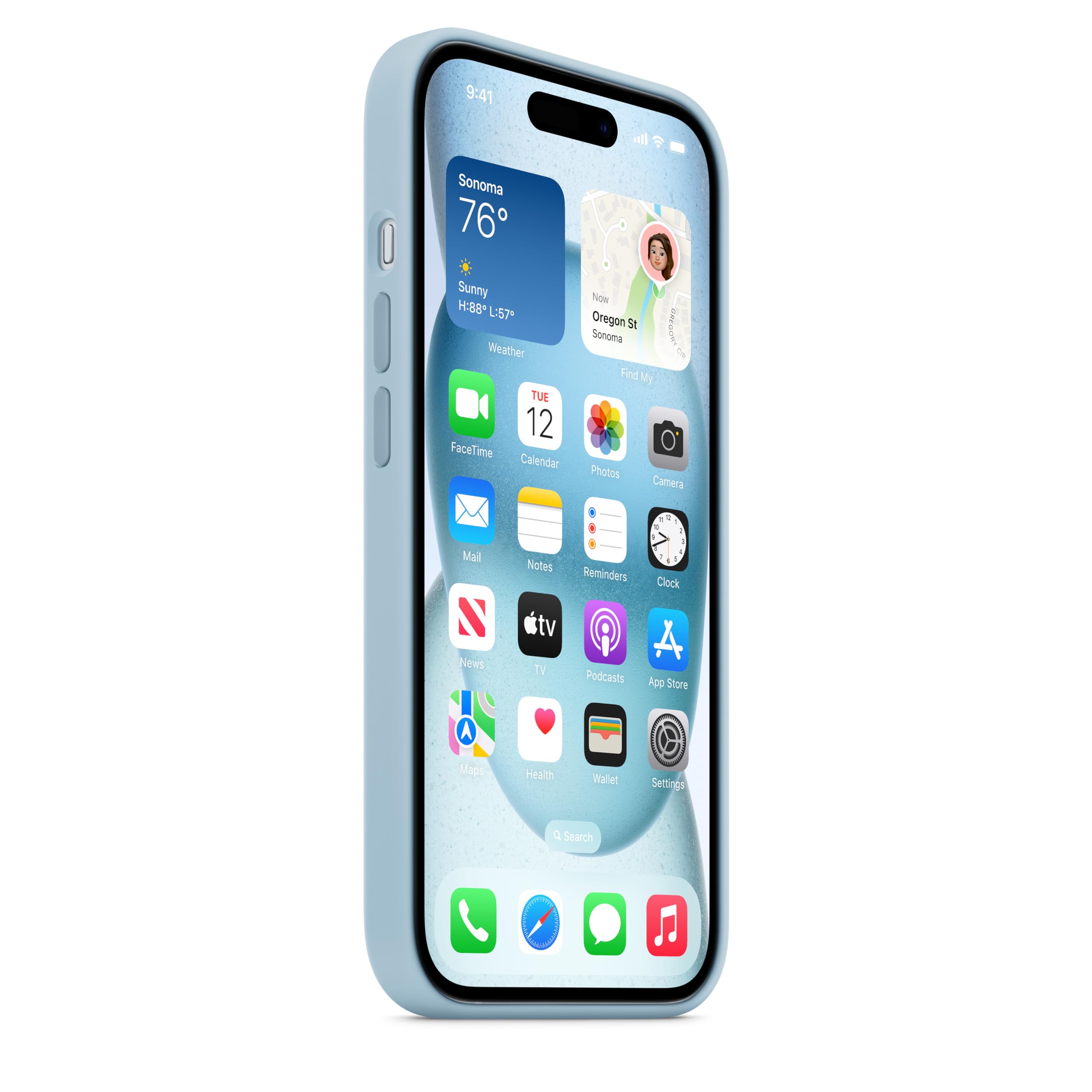 Apple iPhone 15 Silikon Case mit MagSafe Hülle Hellblau