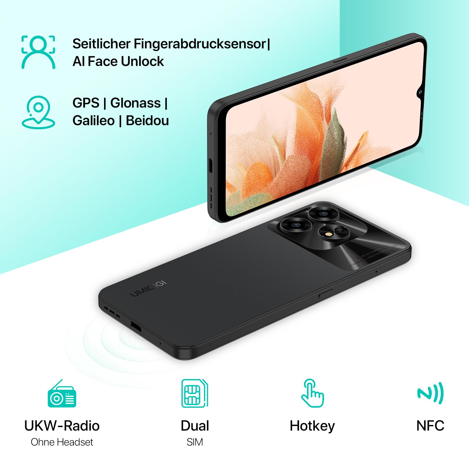 UMIDIGI A15 Smartphone 256GB Schwarz 16GB RAM