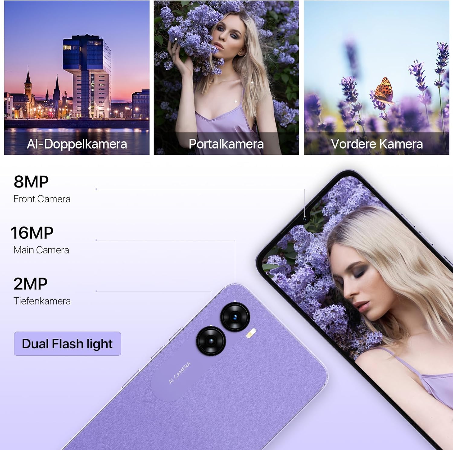 UMIDIGI G3 Plus Smartphone 128GB Lila 6,52 Zoll