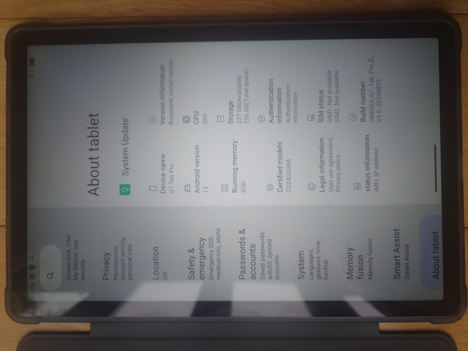 UMIDIGI G7 Tab Pro Tablet 11 Zoll 256GB Grau mit Stift