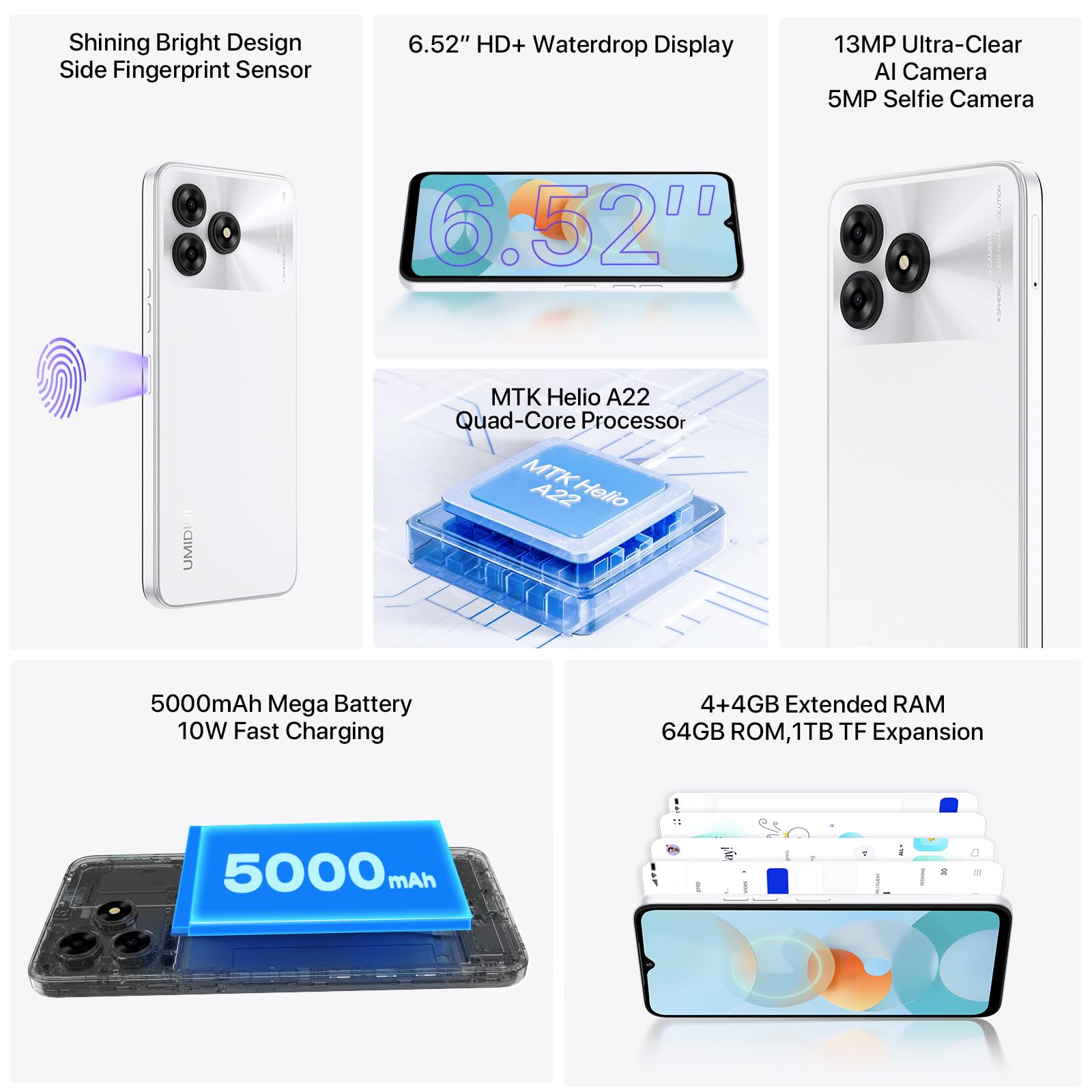 Umidigi G5A Handy ohne Vertrag 8GB+64GB Android 13