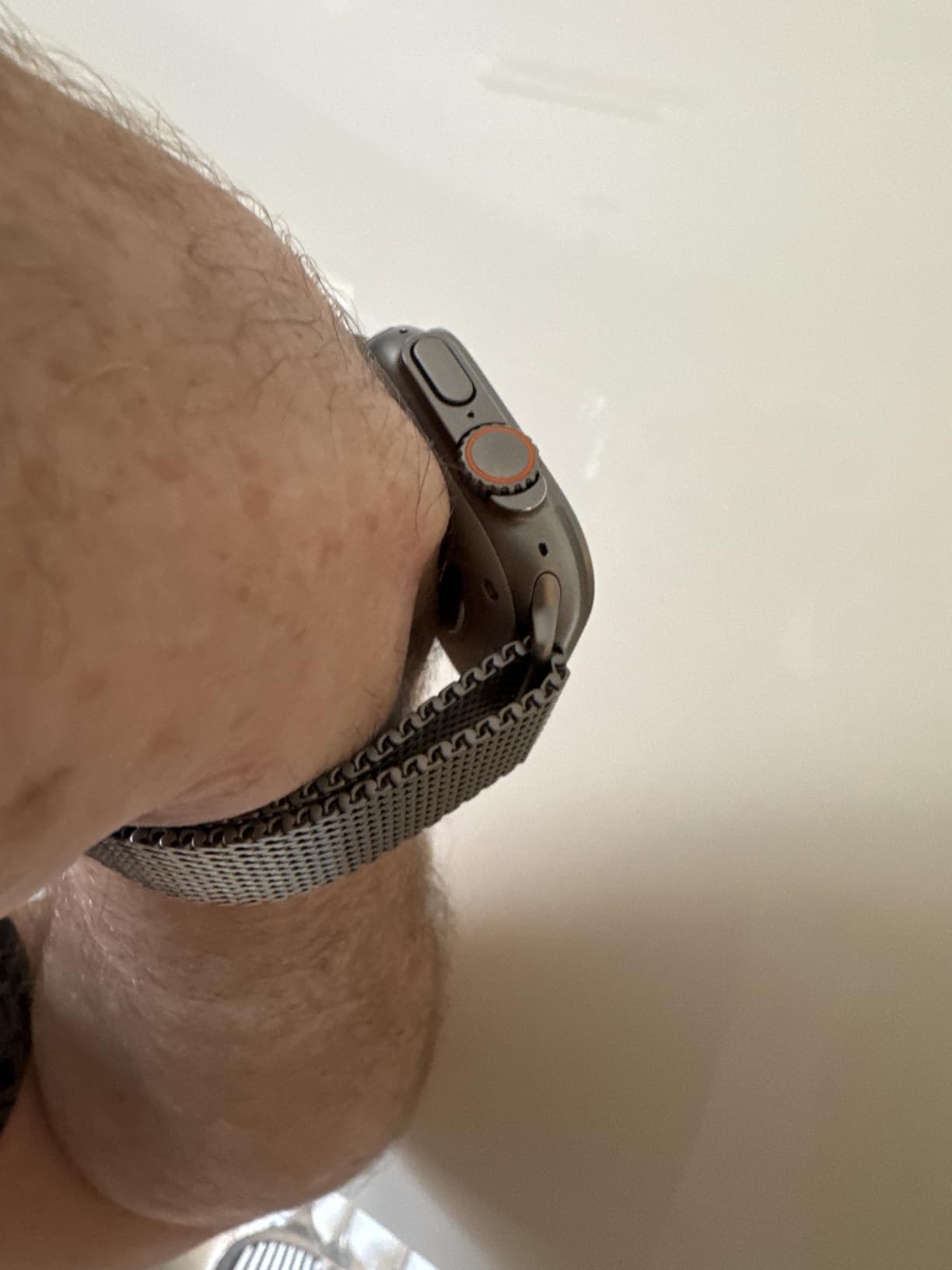 Apple Watch Milanaise Armband 49mm Natur Large Edelstahl