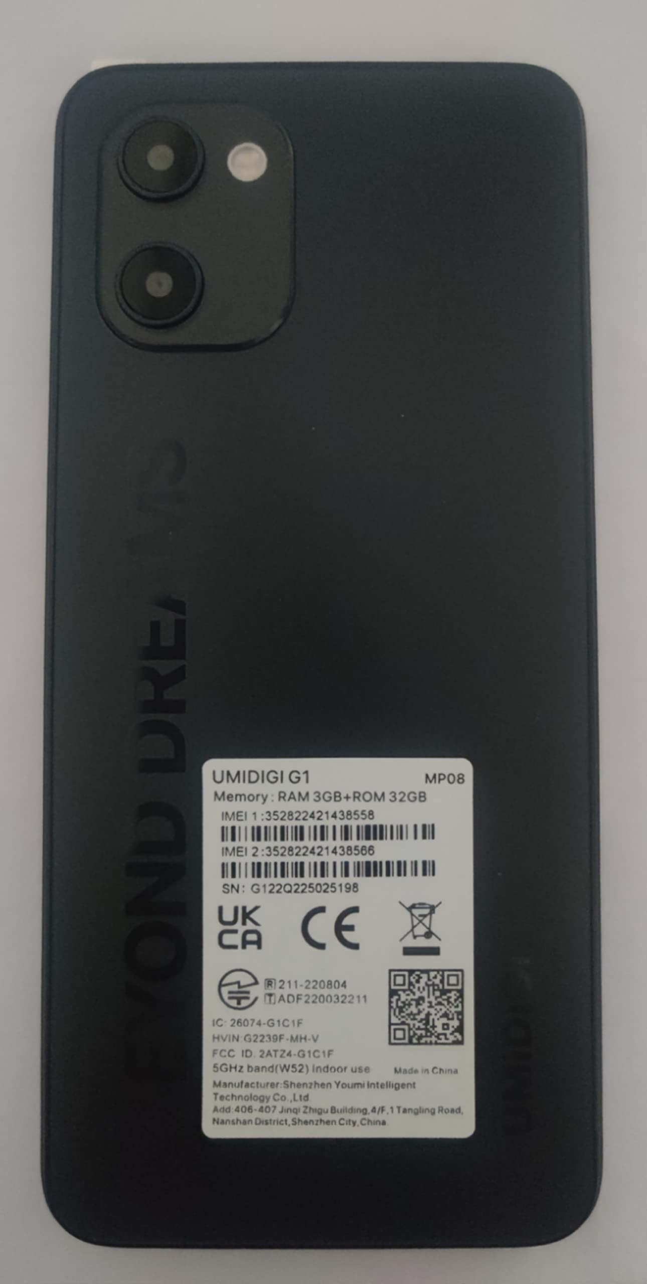 UMIDIGI G1 Smartphone 6,52 Zoll 3GB 32GB Schwarz 4G