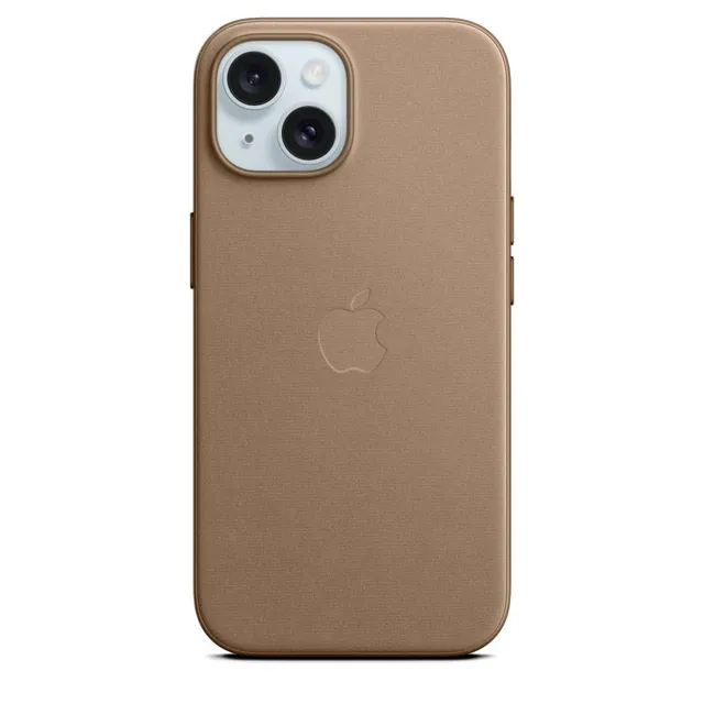 Apple iPhone 15 Feingewebe Case Handyhülle Taupe MagSafe