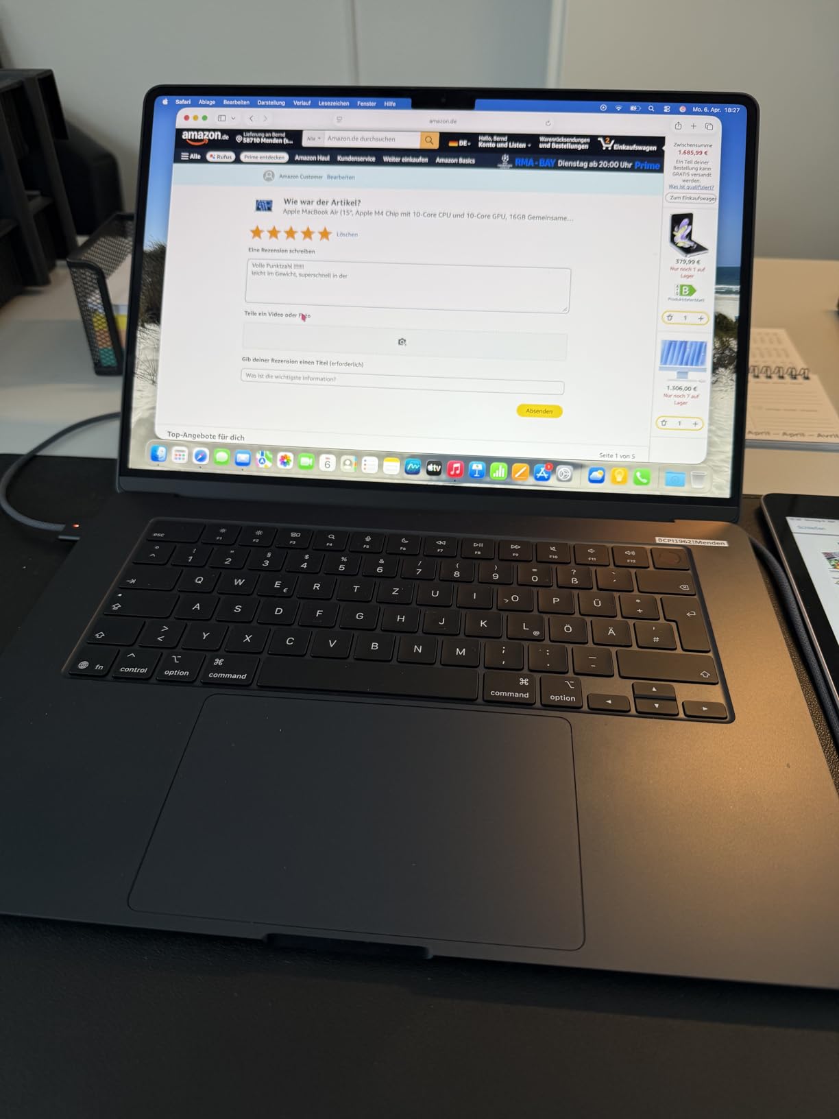 Apple MacBook Air 15 M4 16GB 256GB Laptop Himmelblau