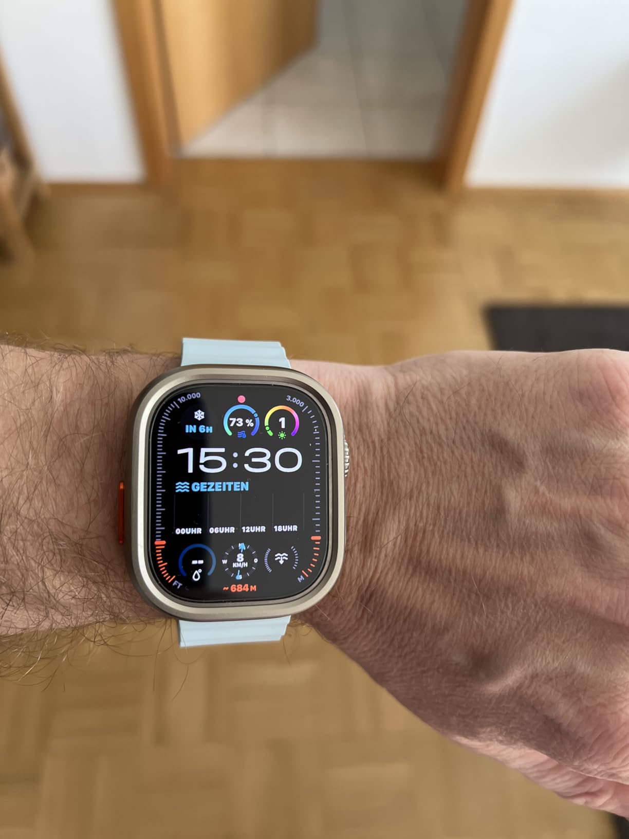 Apple Watch Ocean Band 49 mm Armband Kristallblau Elastomer