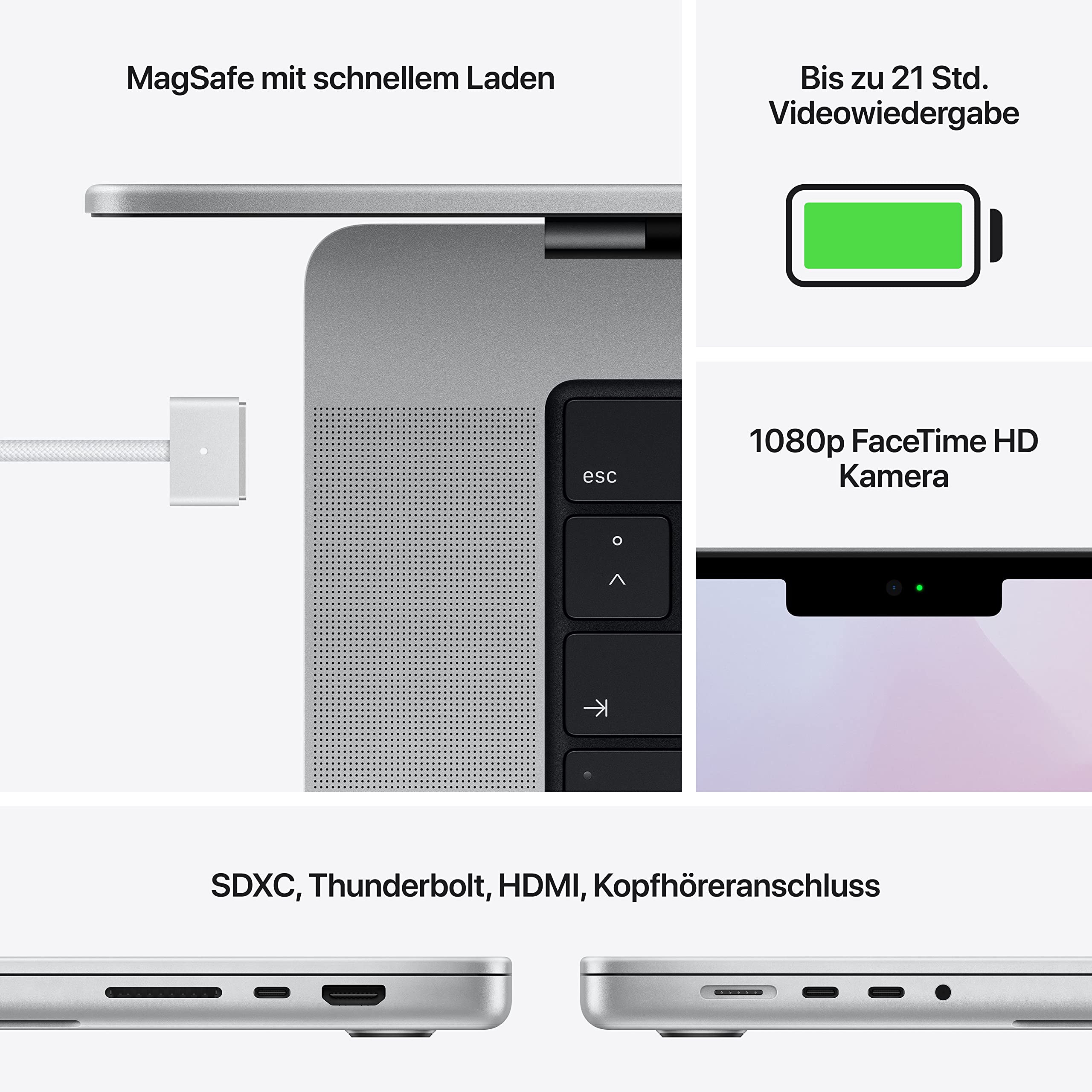 Apple MacBook Pro 16" M1 Pro 16GB 1TB Silber Laptop