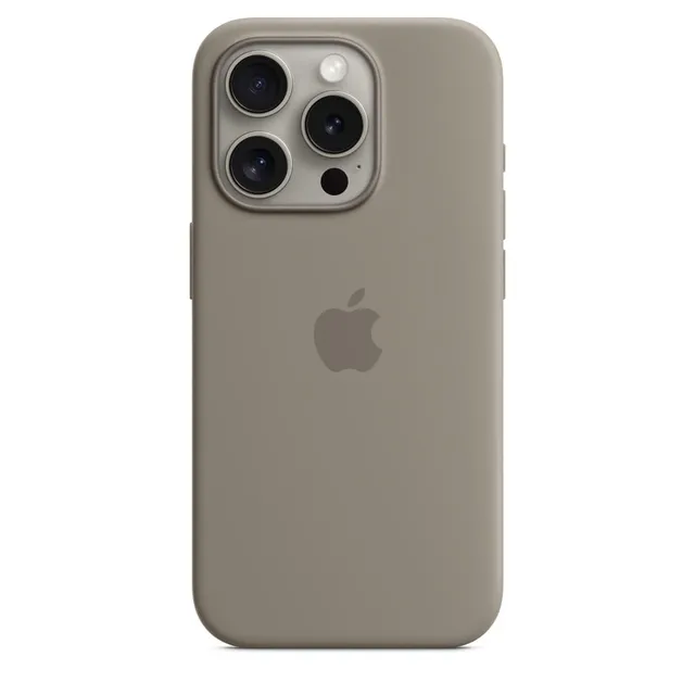 Apple iPhone 15 Pro Silikon Case MagSafe Tonbraun Hülle