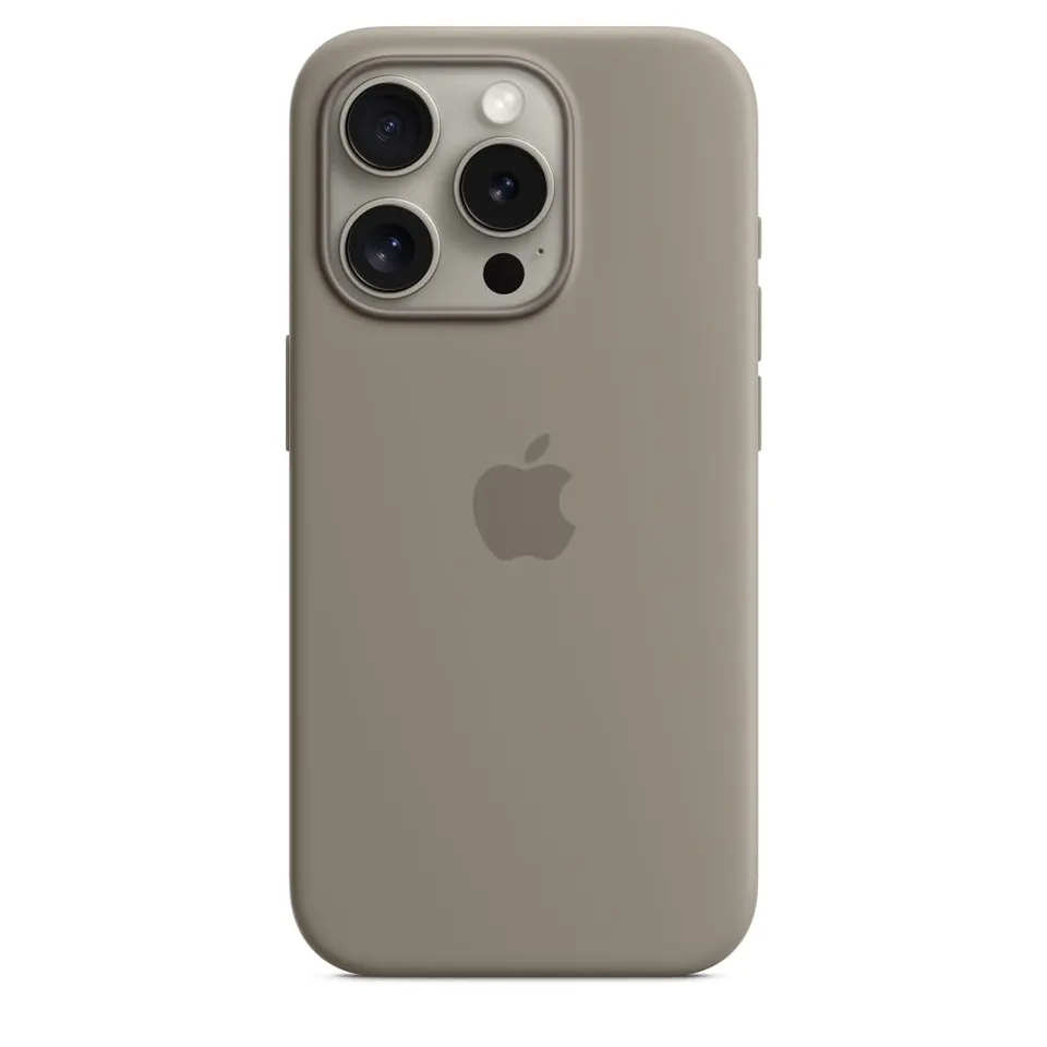 Apple iPhone 15 Pro Silikon Case MagSafe Tonbraun Hülle