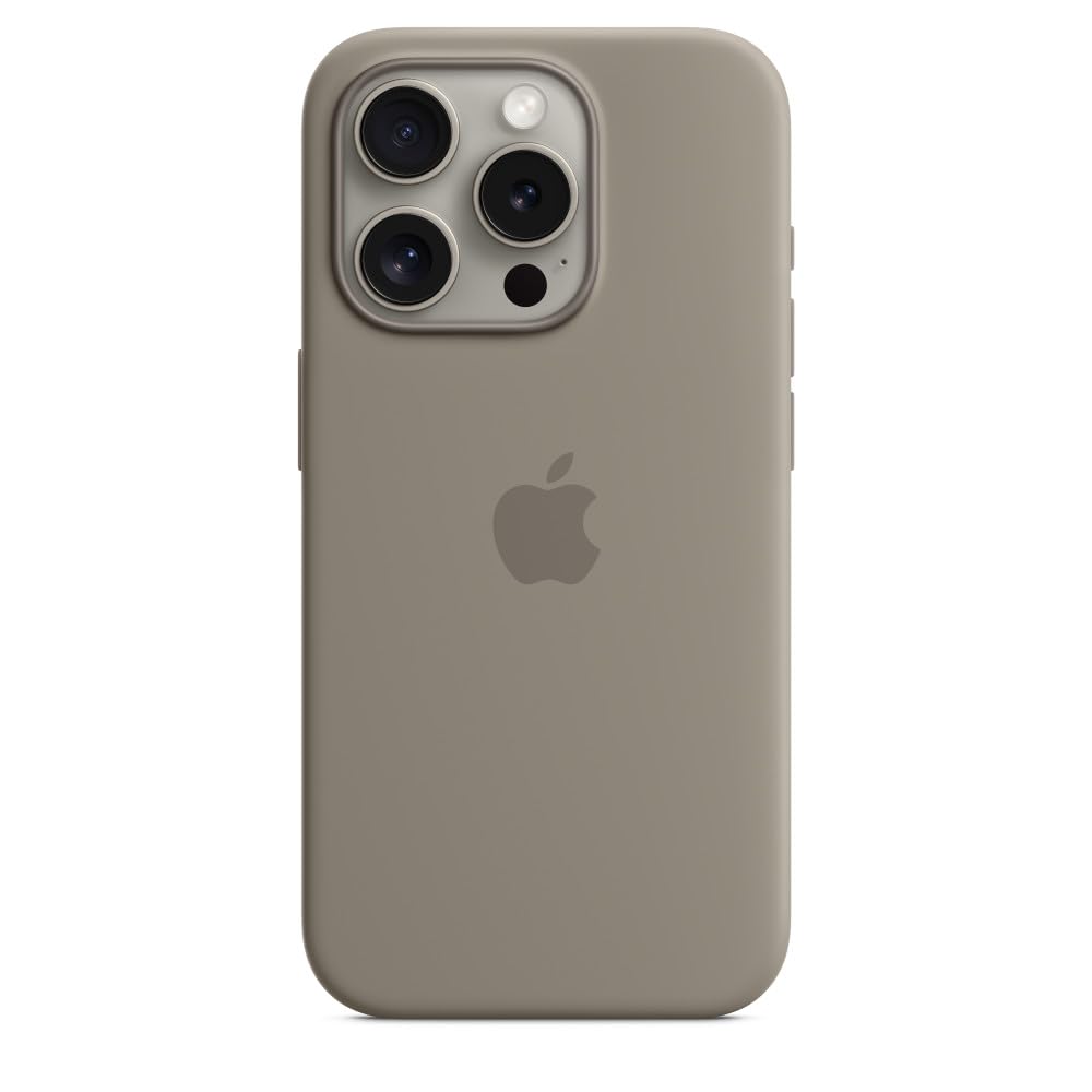 Apple iPhone 15 Pro Silikon Case MagSafe Tonbraun Hülle
