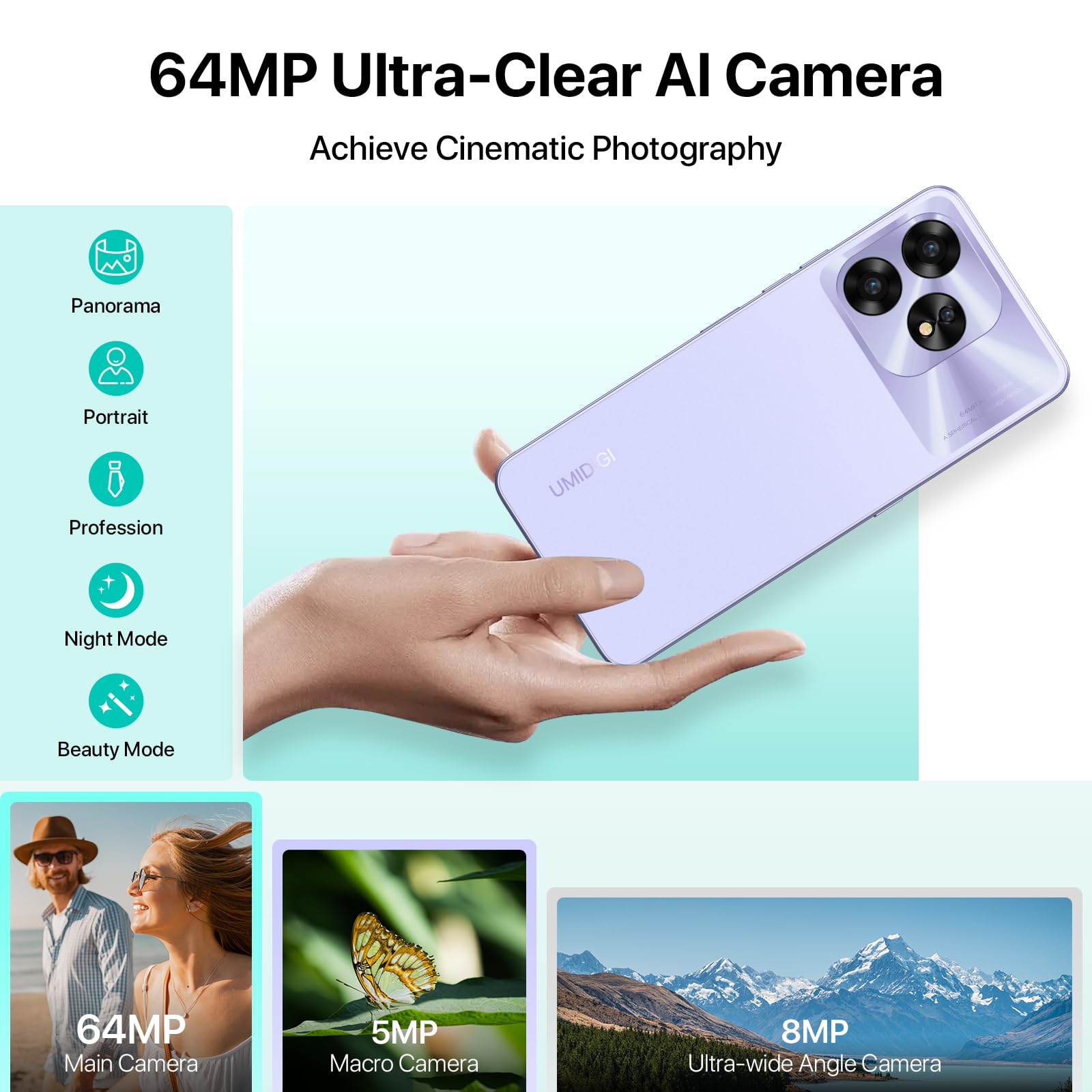 UMIDIGI A15 Smartphone 256GB 6,7 Zoll 64MP Purple