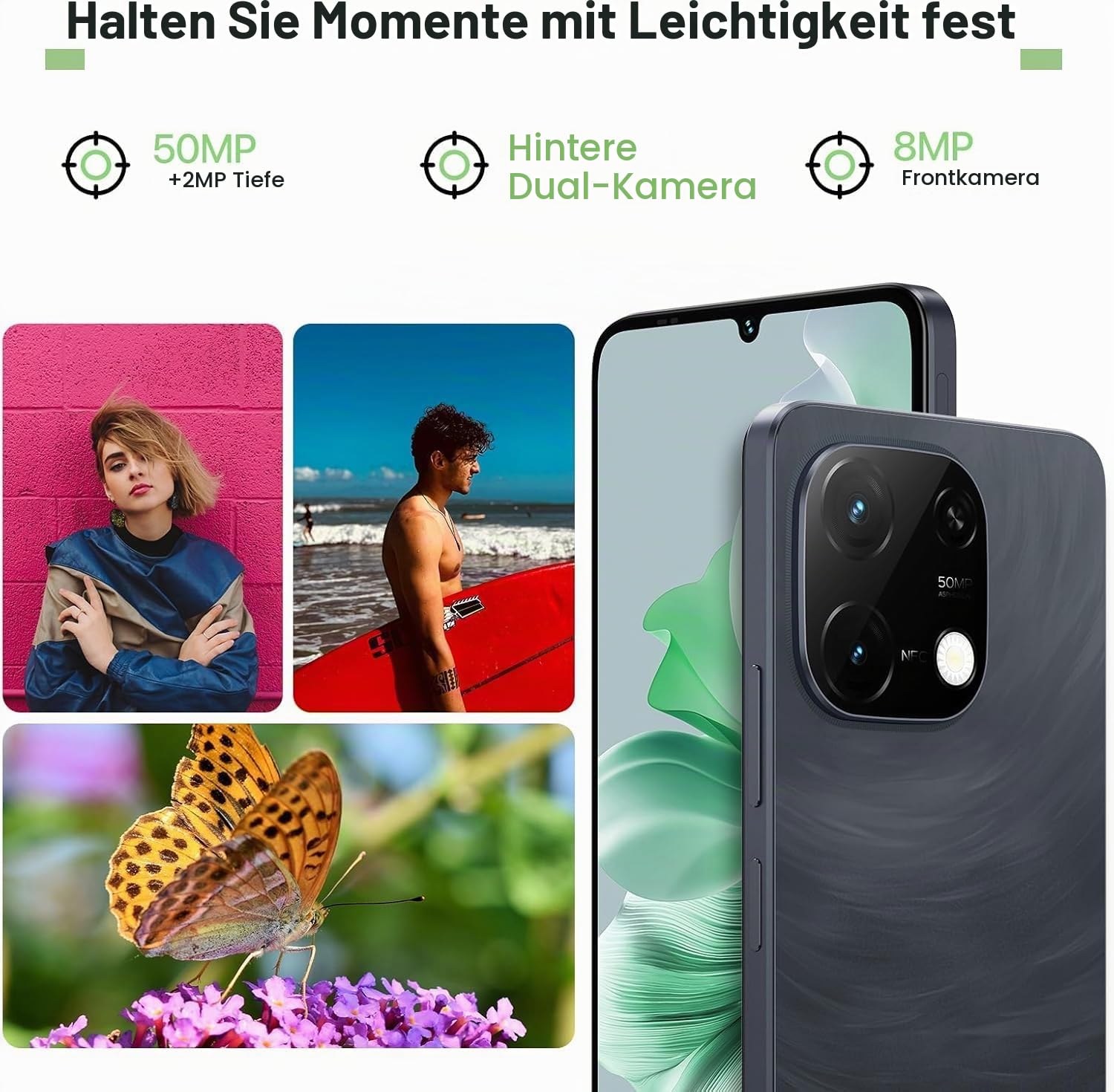 Umidigi G9C Smartphone 128GB Schwarz 50MP Android 14