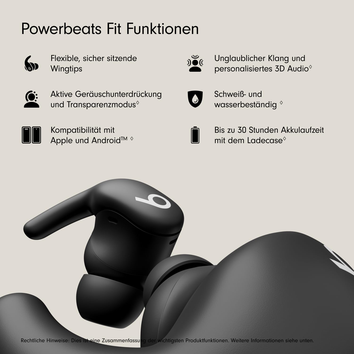 Beats Powerbeats Fit In-Ear Kopfhörer Diamantschwarz ANC