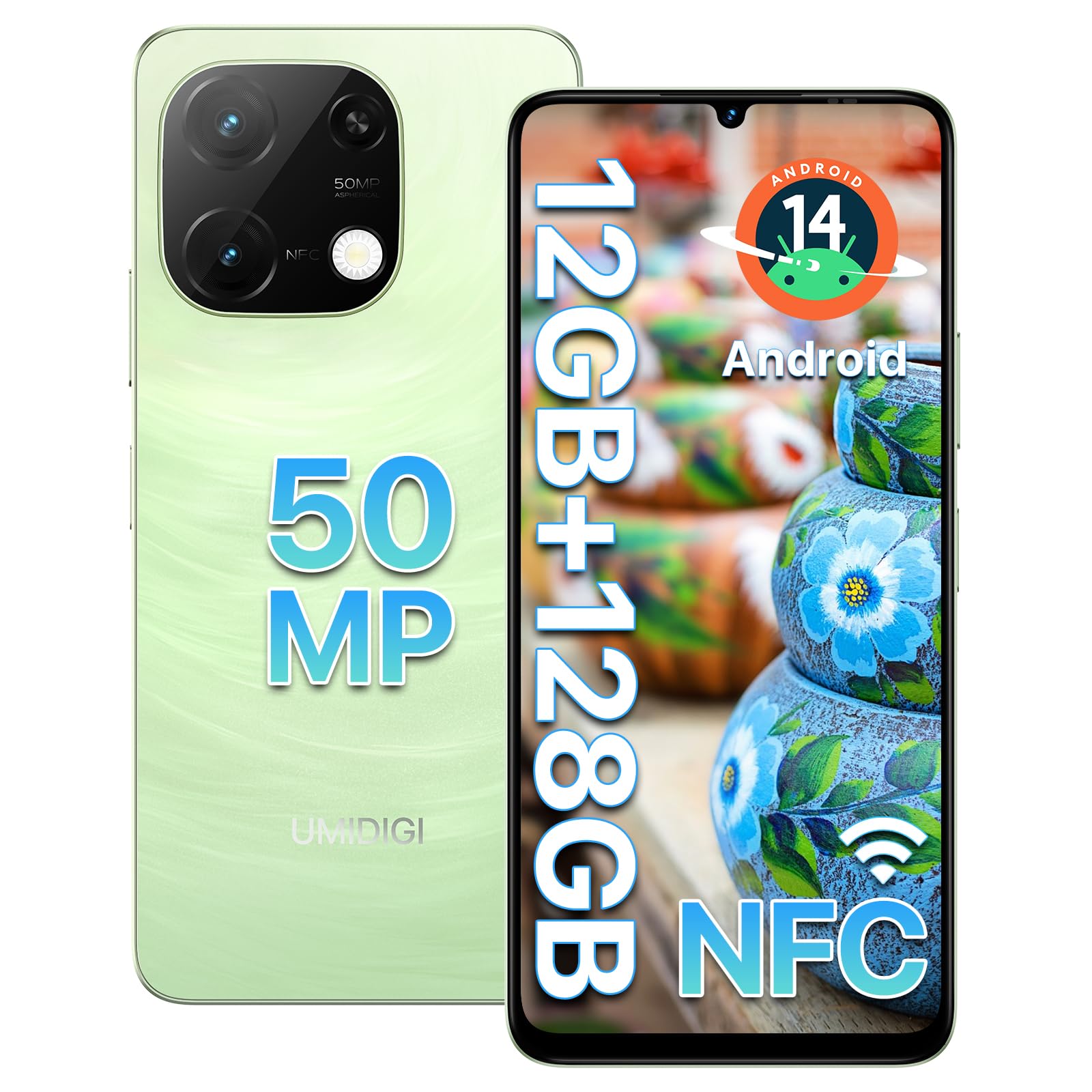 Umidigi G9C Smartphone 128GB Grün 50MP NFC
