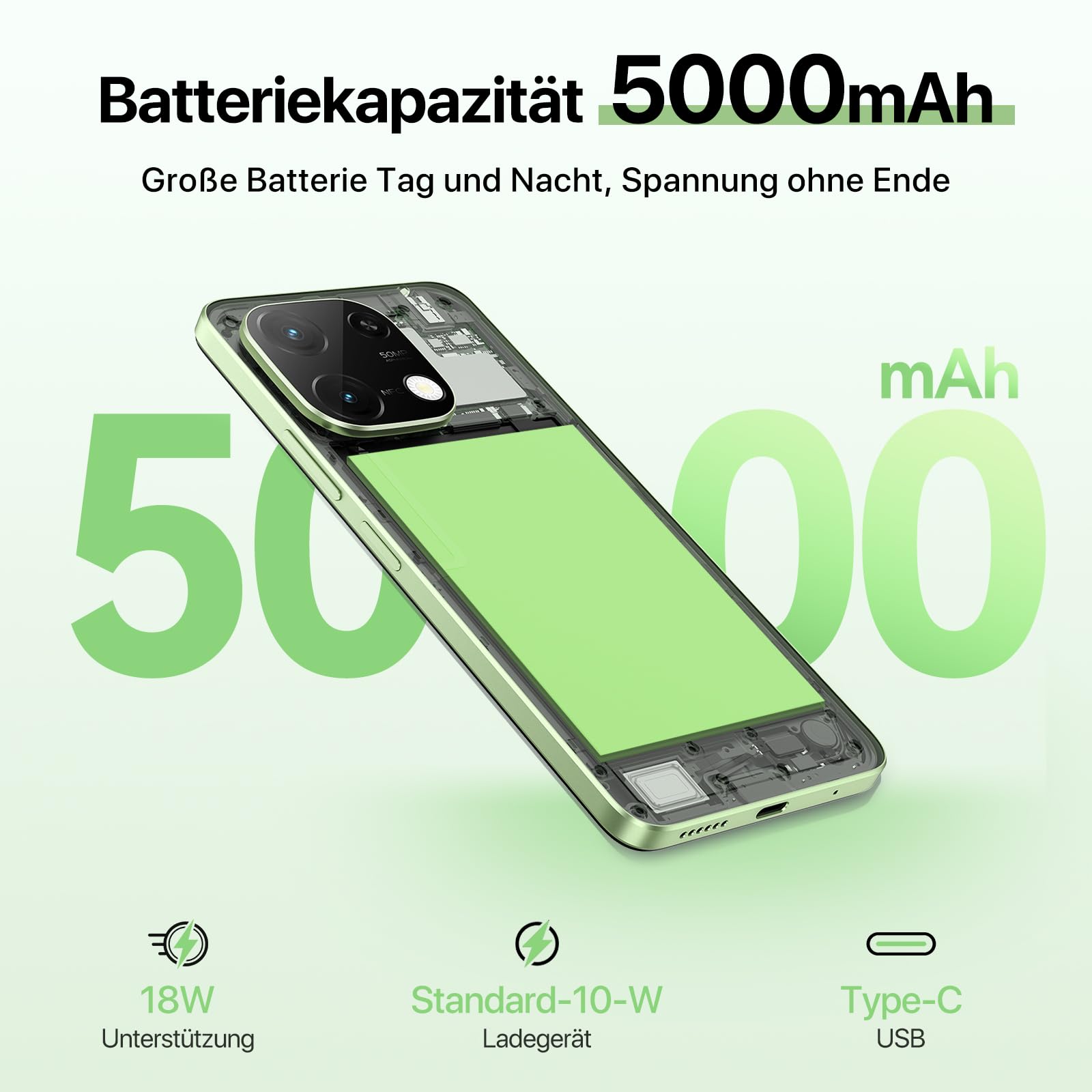 Umidigi G9C Smartphone 128GB Grün 50MP NFC