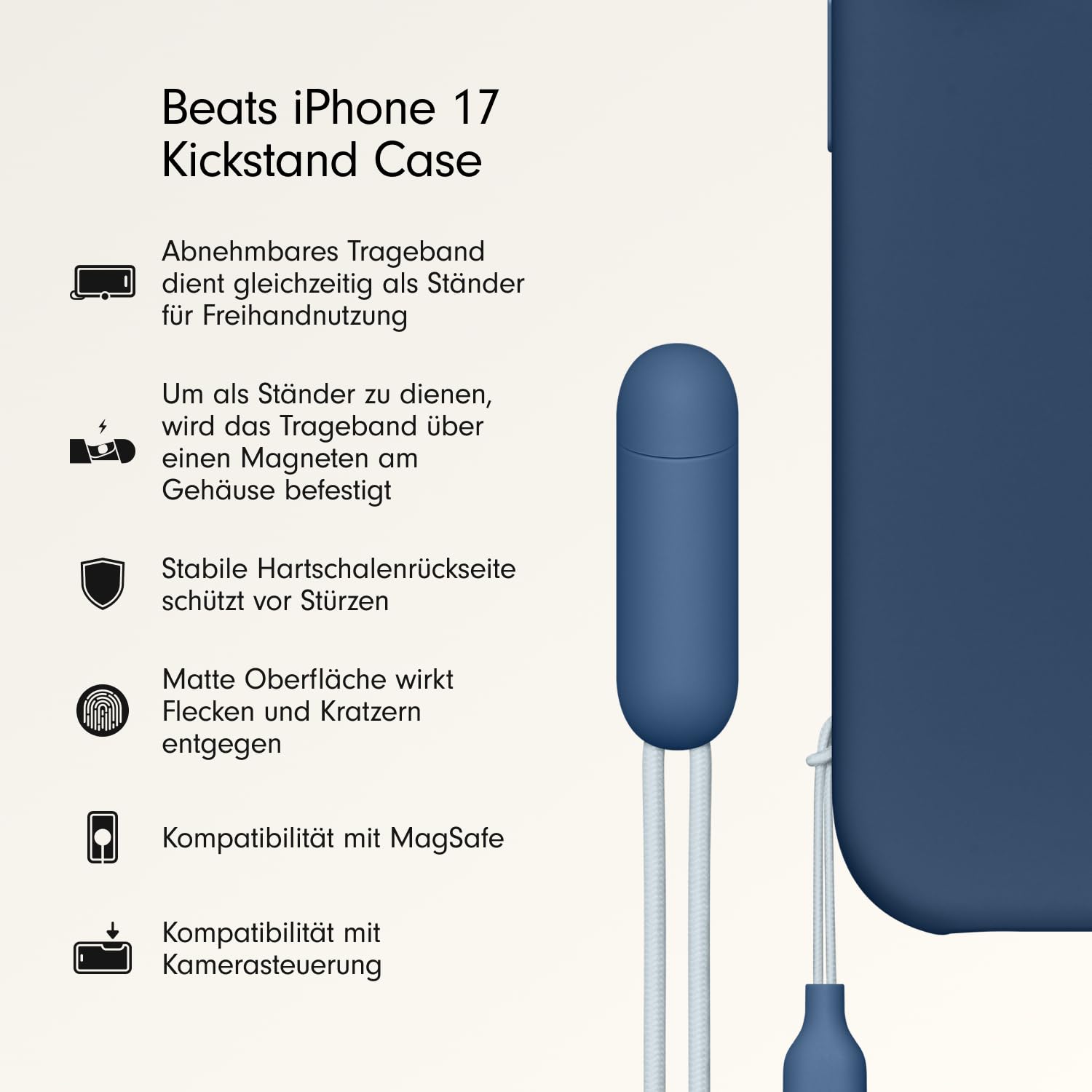 Beats iPhone 17 Kickstand Case MagSafe Hülle Felsblau Ständer