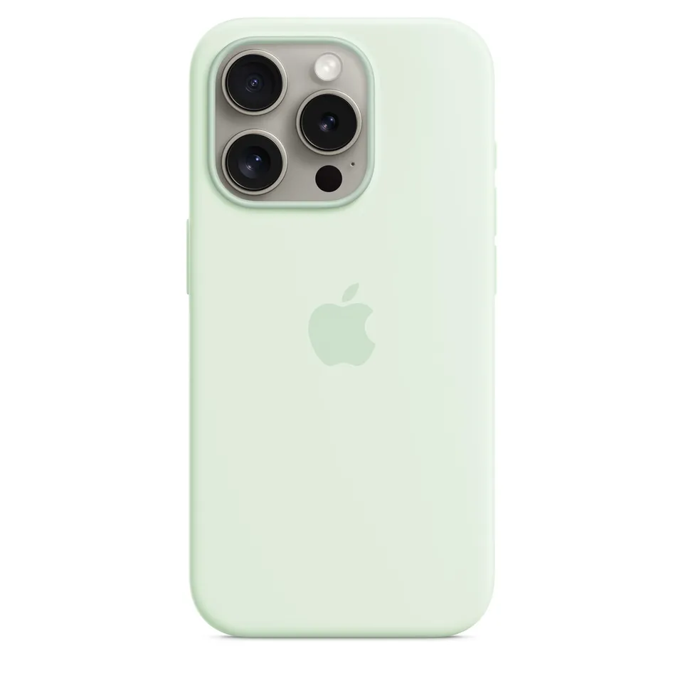 Apple iPhone 15 Pro Silikon Case MagSafe Blassmint