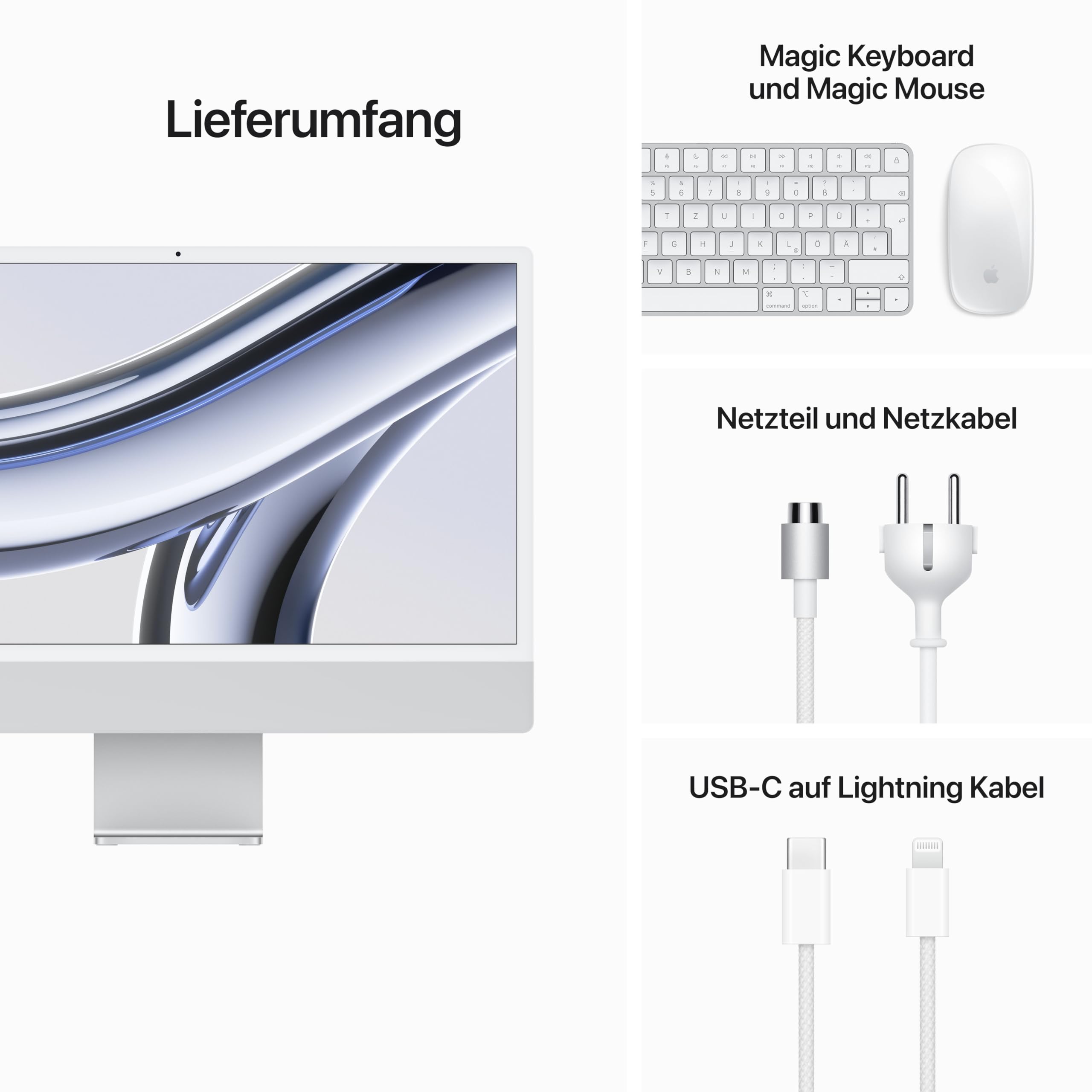 Apple iMac M3 2023 24" 8/256GB All-in-One Silber 4.5K