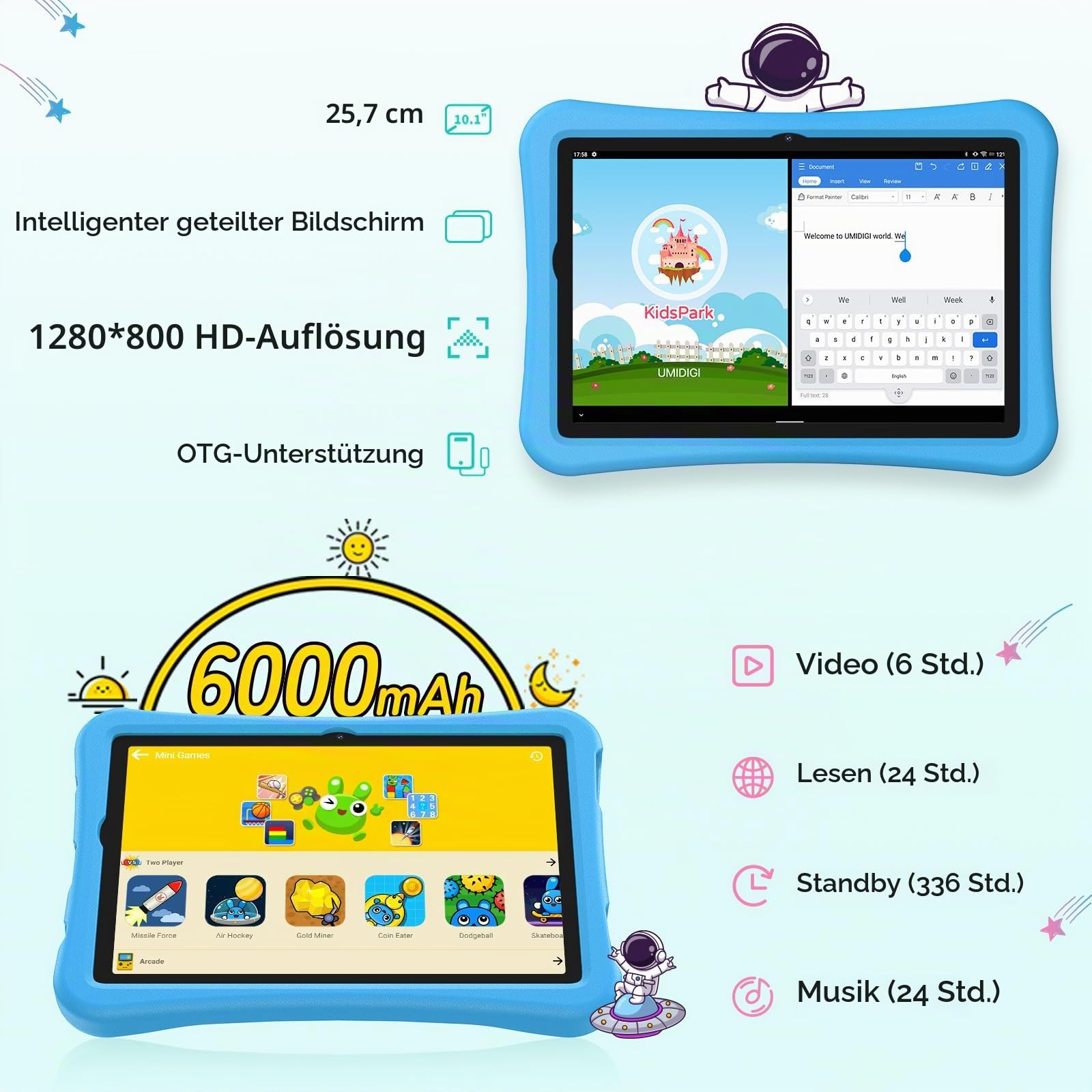 UMIDIGI G2 Kinder Tablet 10,1 Zoll 64GB mit Hülle
