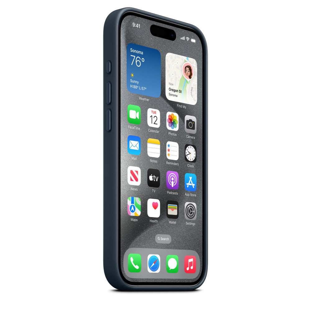 Apple iPhone 15 Pro Feingewebe Hülle Pazifikblau mit MagSafe