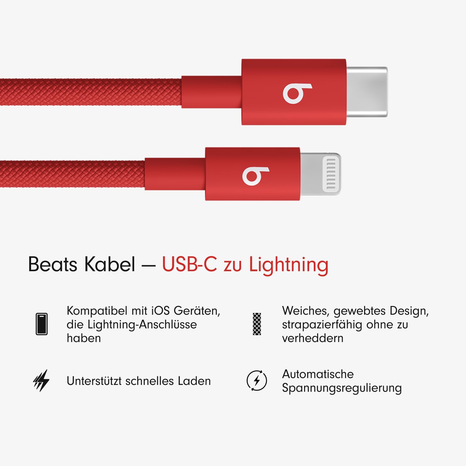 Beats USB-C auf Lightning Kabel 1,5 m Blitz-Rot